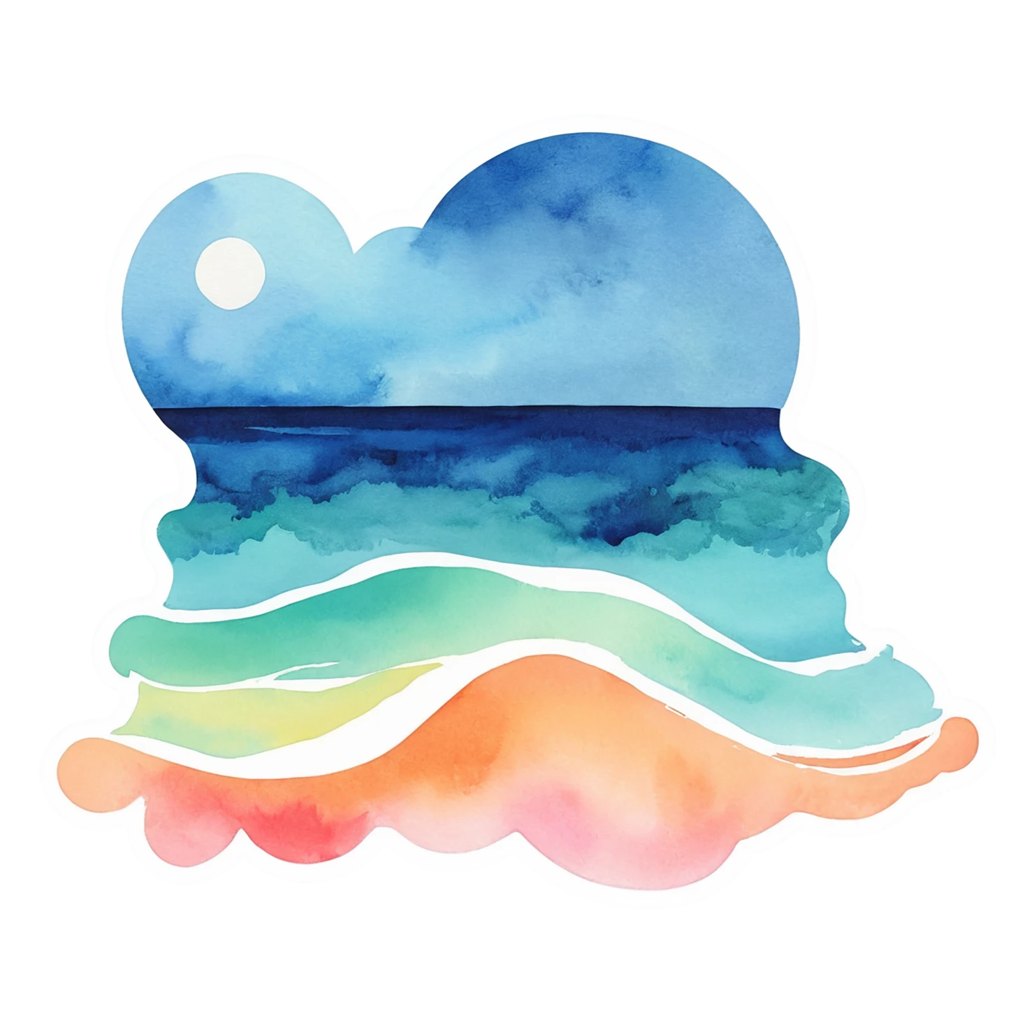 Beach Watercolor sticker isolated on transparent background #12722