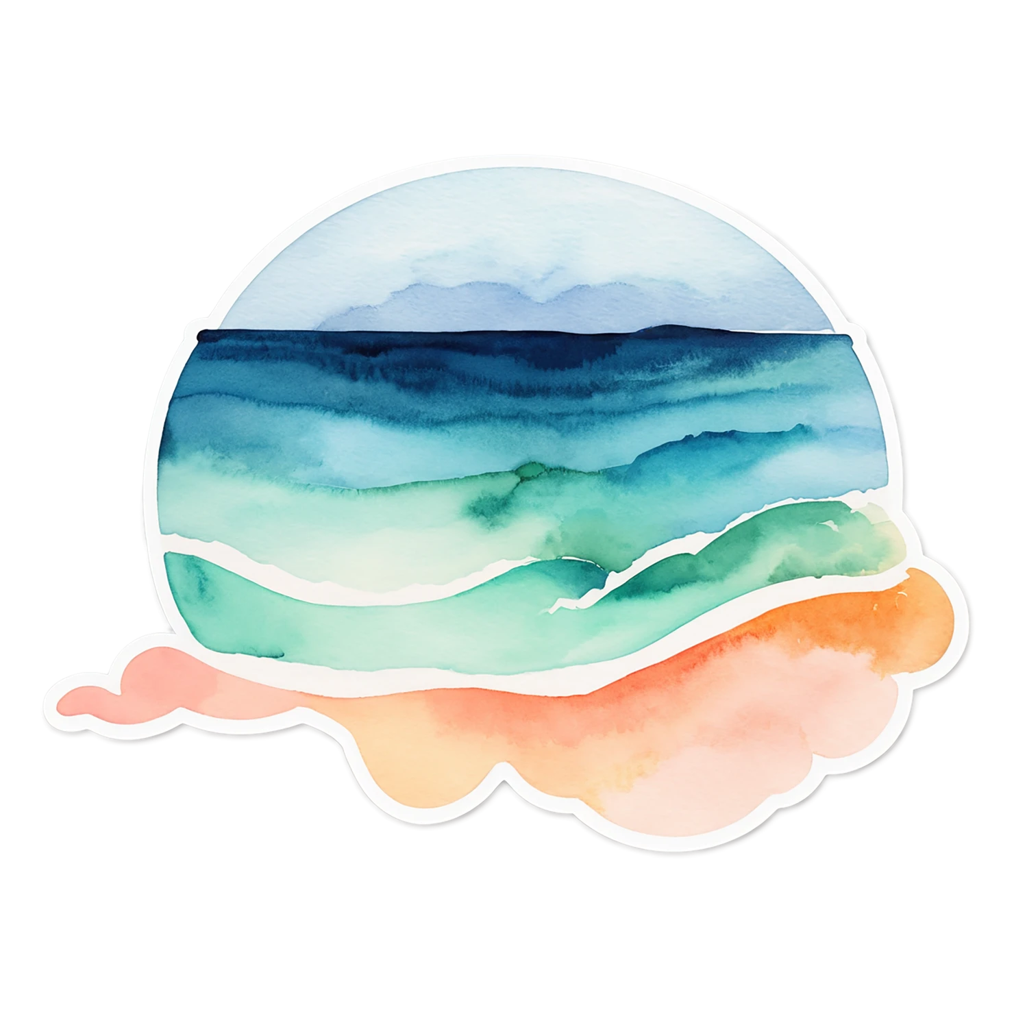 Beach Watercolor sticker isolated on transparent background #12723
