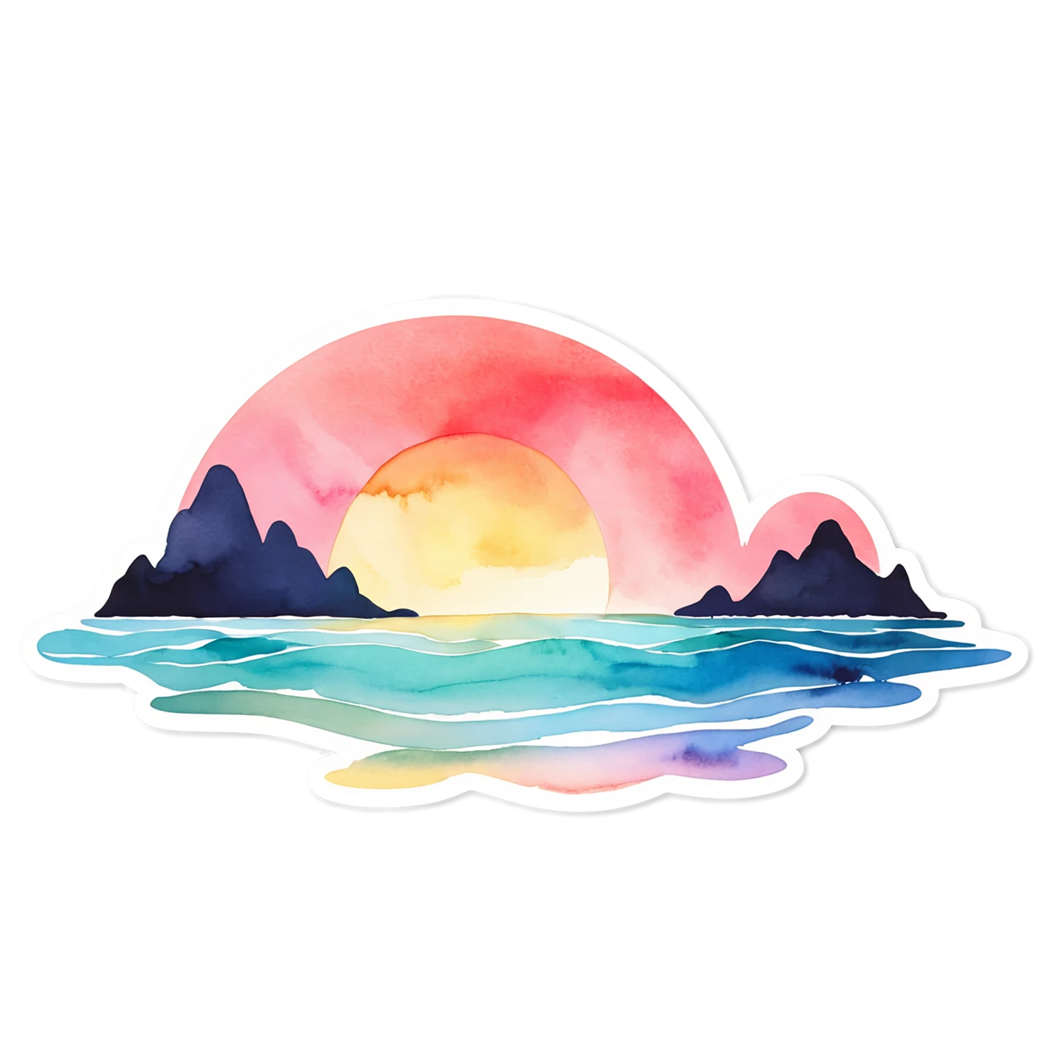 Beach Watercolor sticker isolated on transparent background #12724