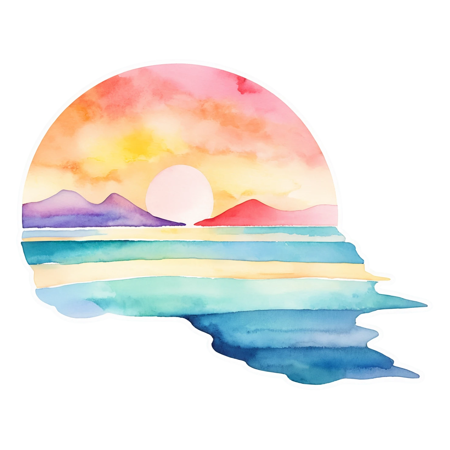 Beach Watercolor sticker isolated on transparent background #12725