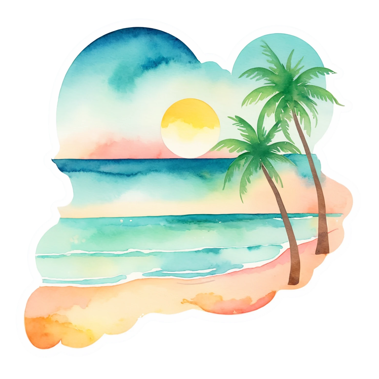Beach Watercolor sticker isolated on transparent background #12727