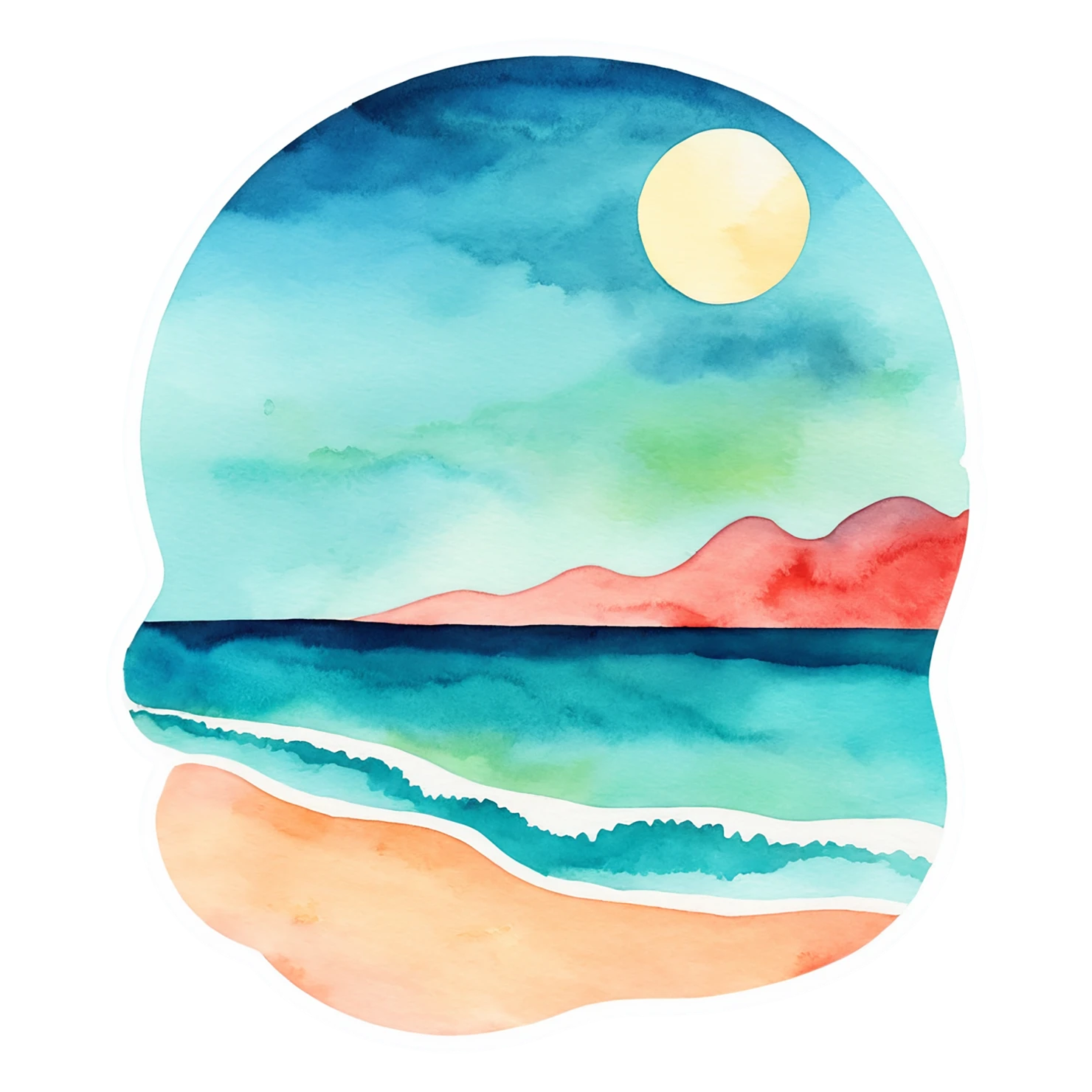 Beach Watercolor sticker isolated on transparent background #12728