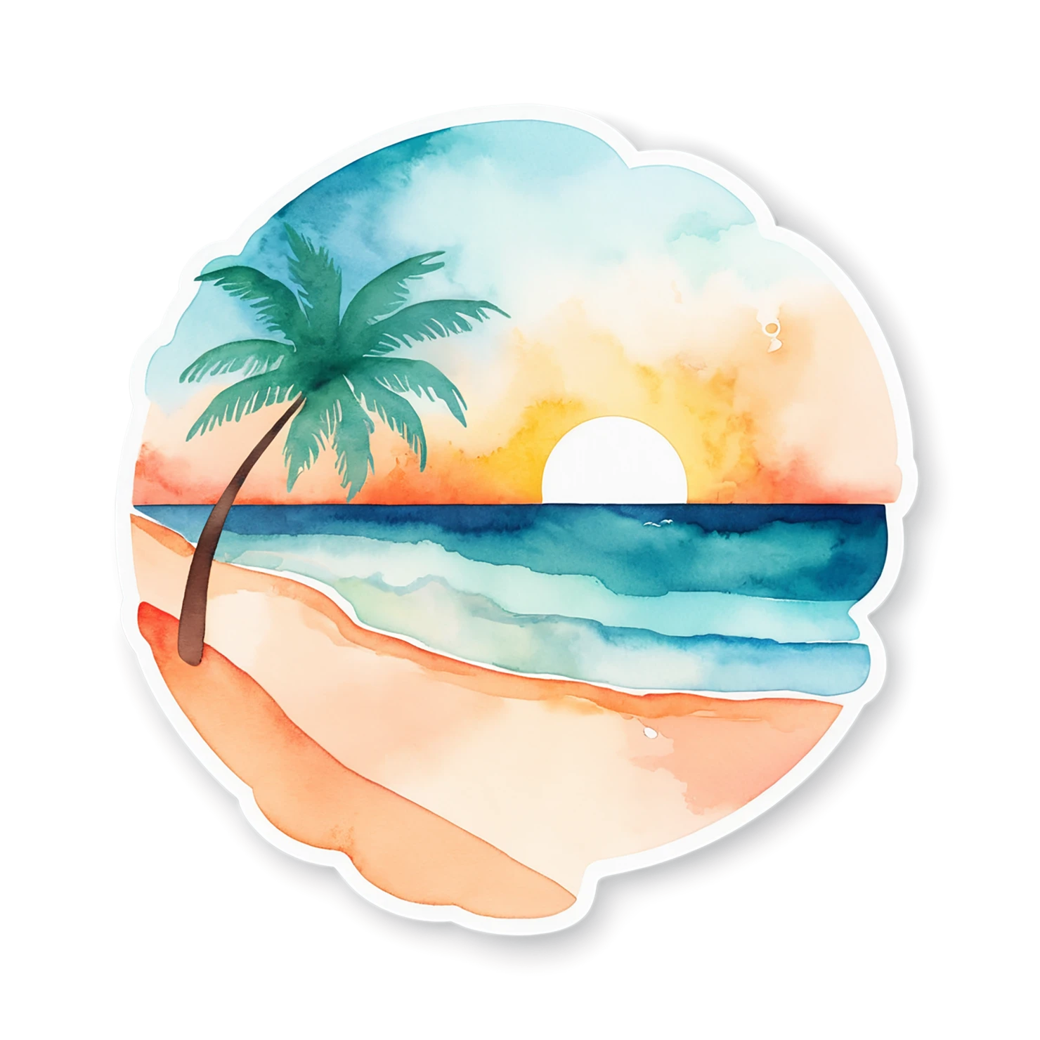 Beach Watercolor sticker isolated on transparent background #12731