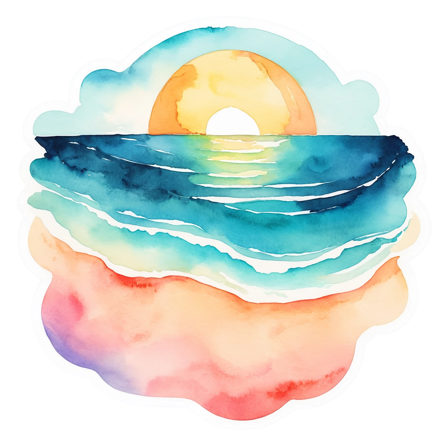 Beach Watercolor sticker isolated on transparent background #12732