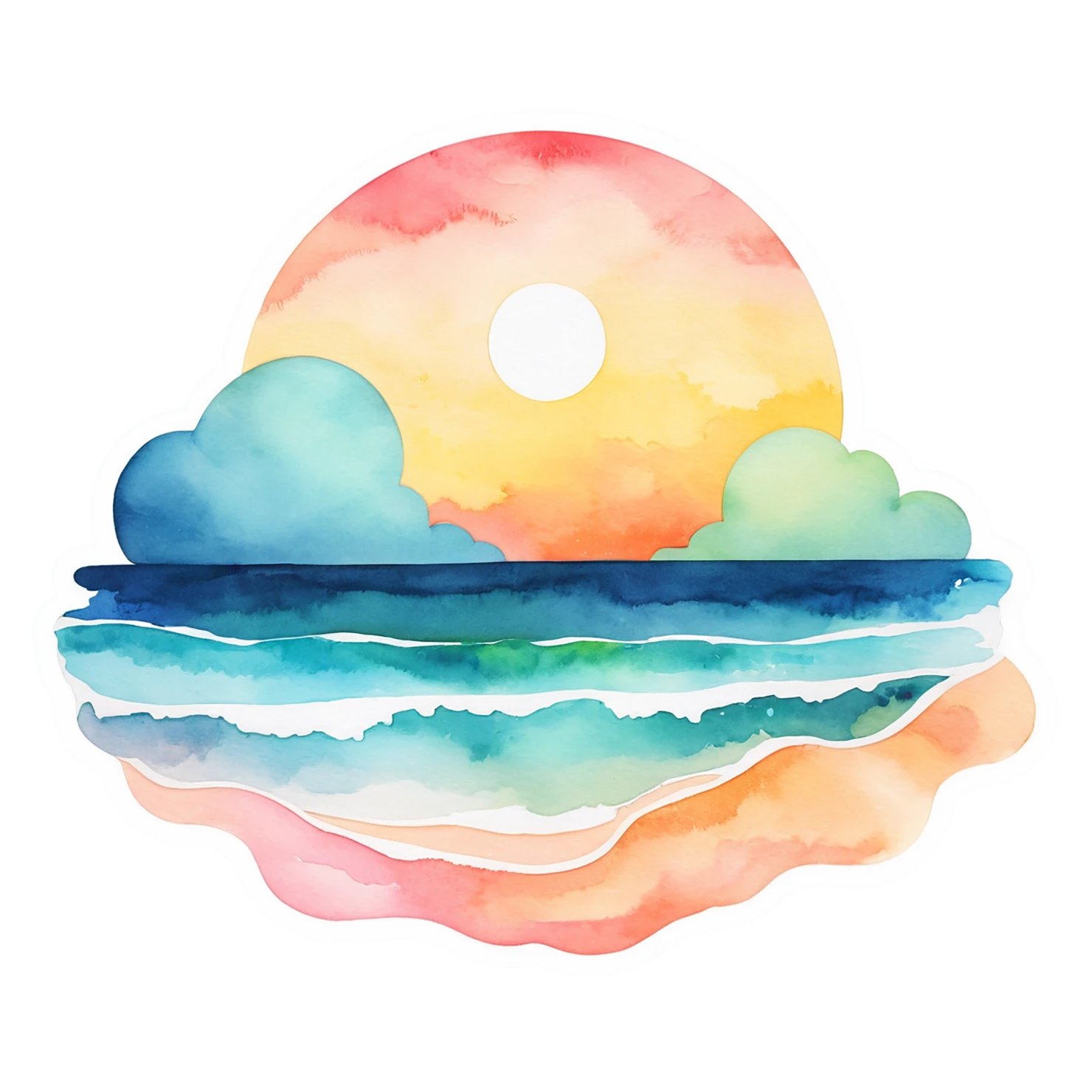 Beach Watercolor sticker isolated on transparent background #12733