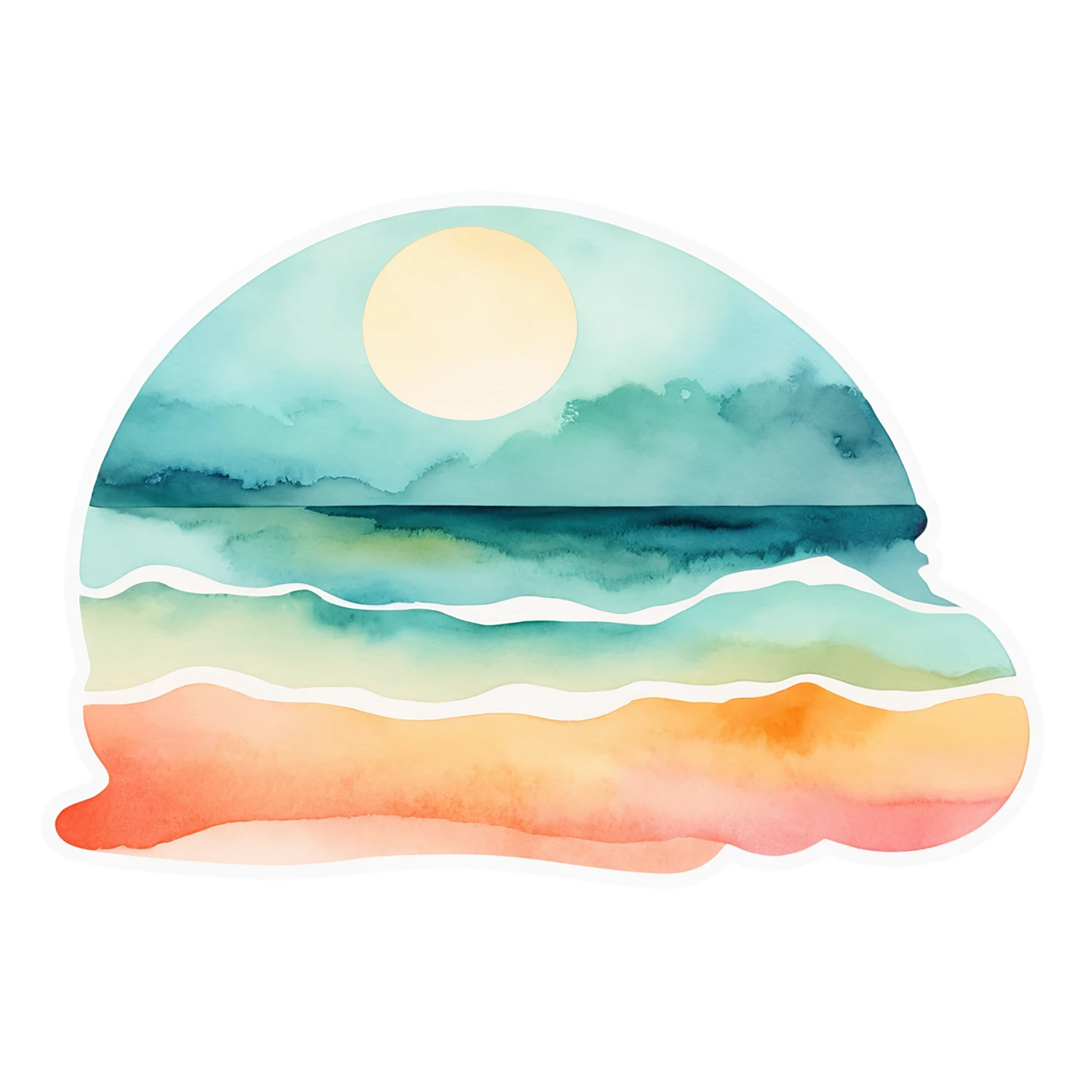 Beach Watercolor sticker isolated on transparent background #12735