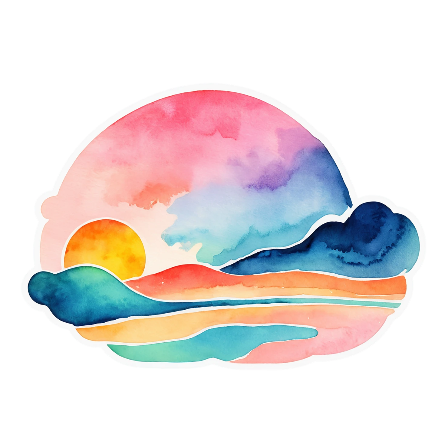 Beach Watercolor sticker isolated on transparent background #12736