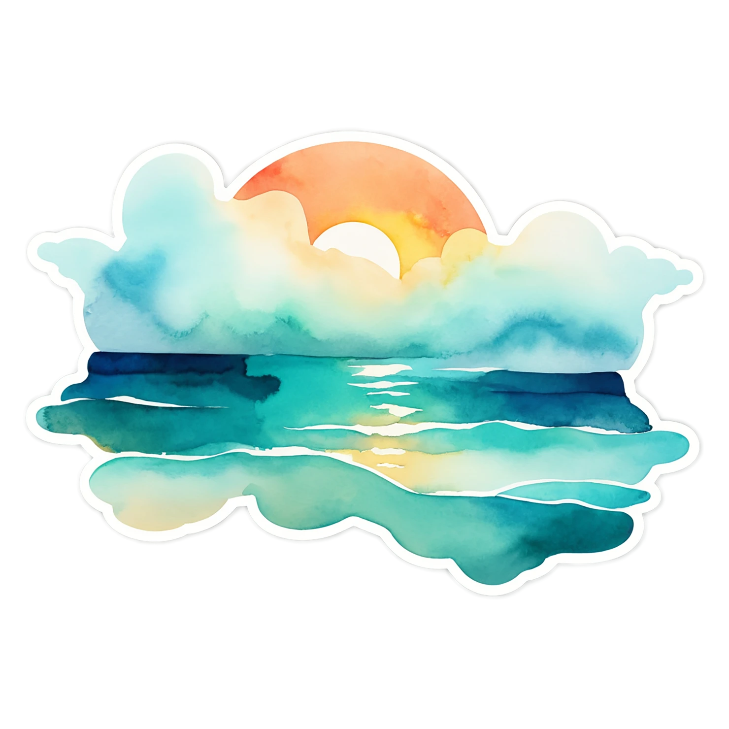 Beach Watercolor sticker isolated on transparent background #12737