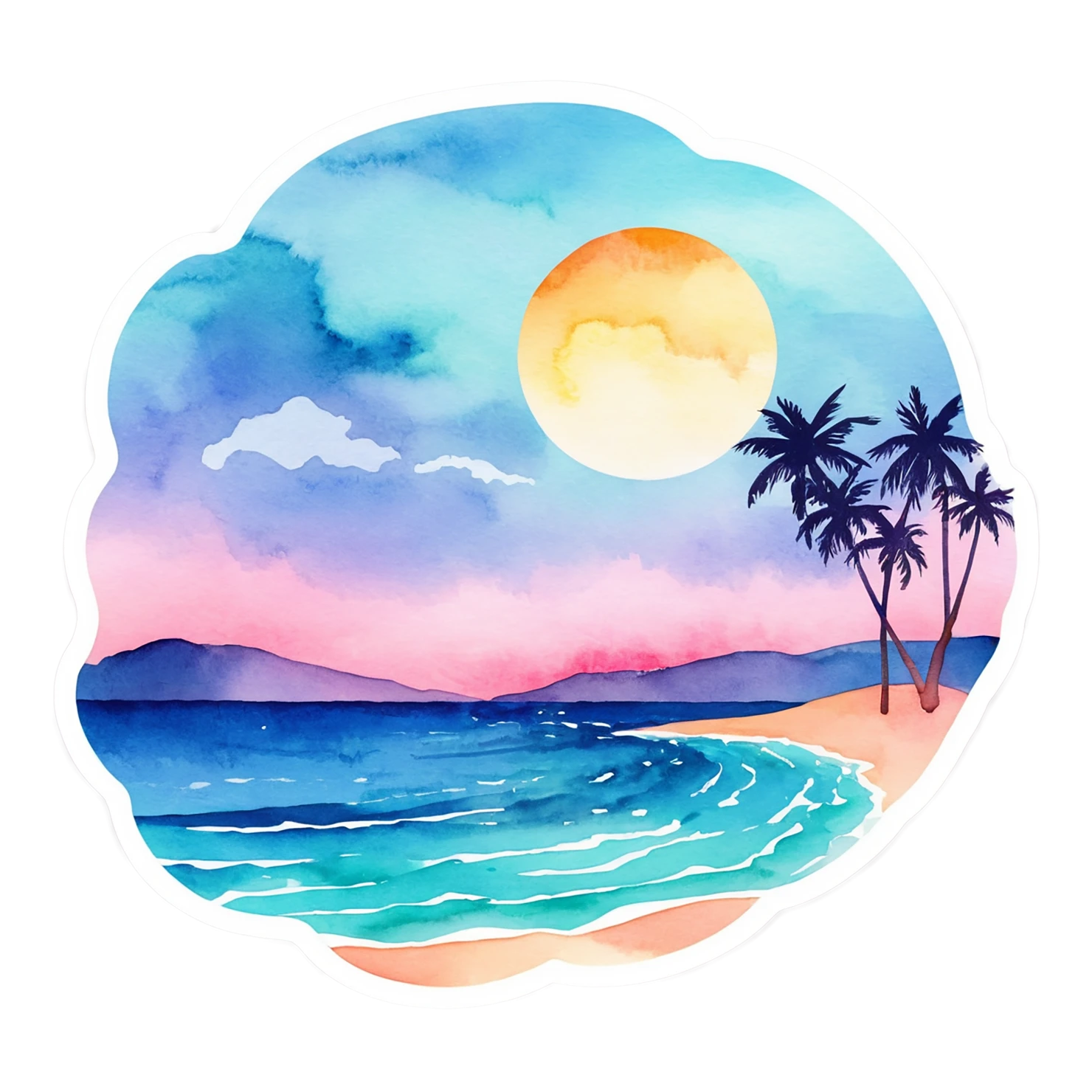 Beach Watercolor sticker isolated on transparent background #12739