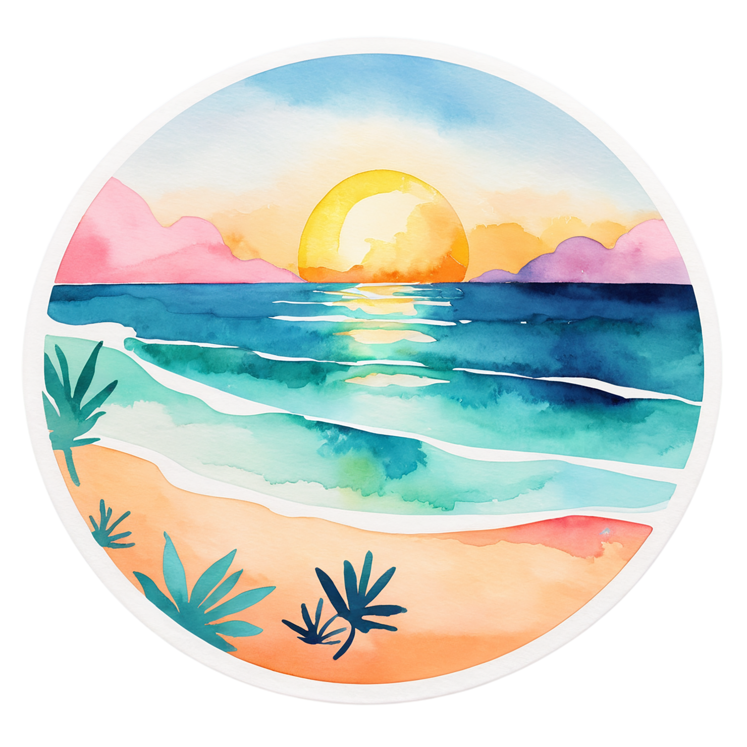 Beach Watercolor sticker isolated on transparent background #12740