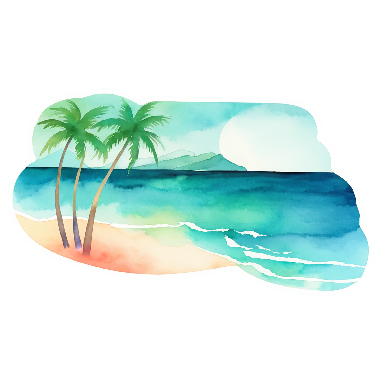 Beach Watercolor sticker isolated on transparent background #12741