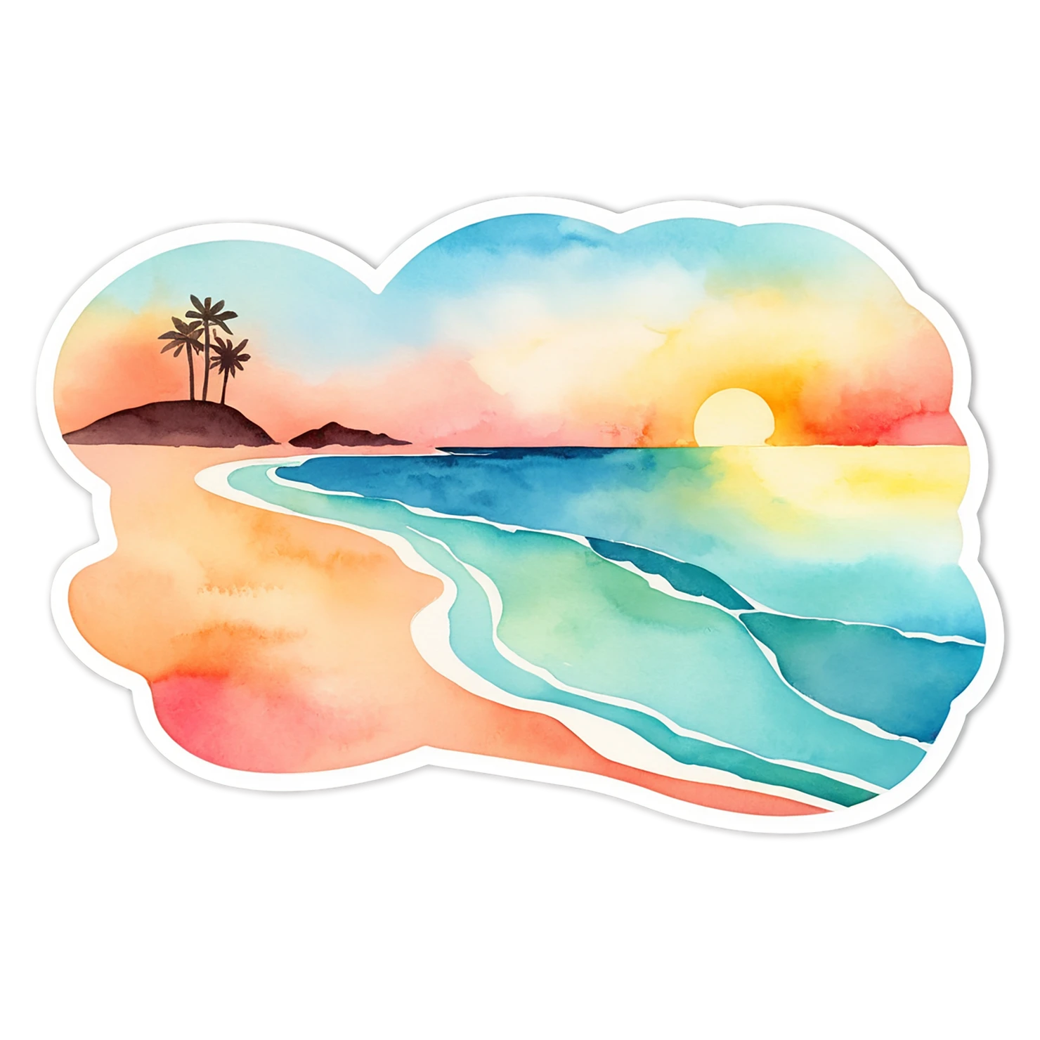 Beach Watercolor sticker isolated on transparent background #12743