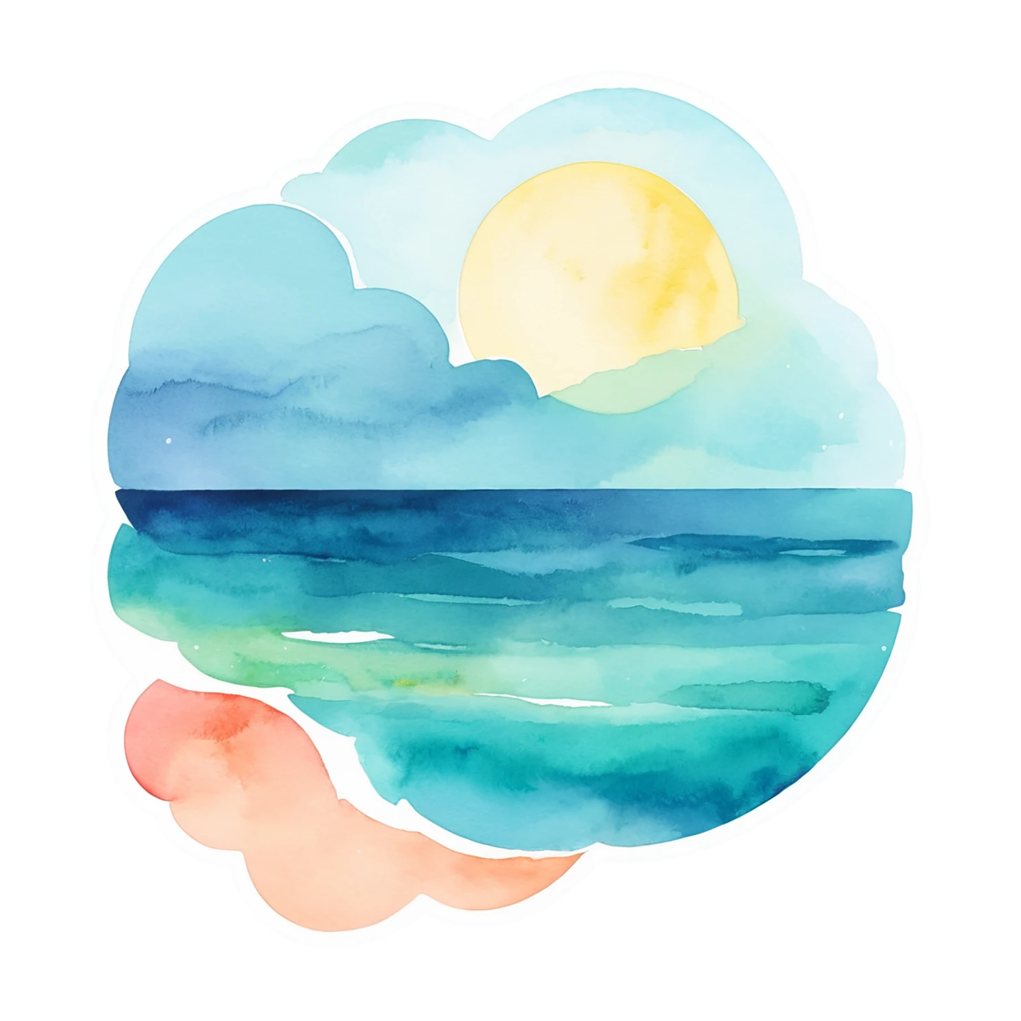 Beach Watercolor sticker isolated on transparent background #12747