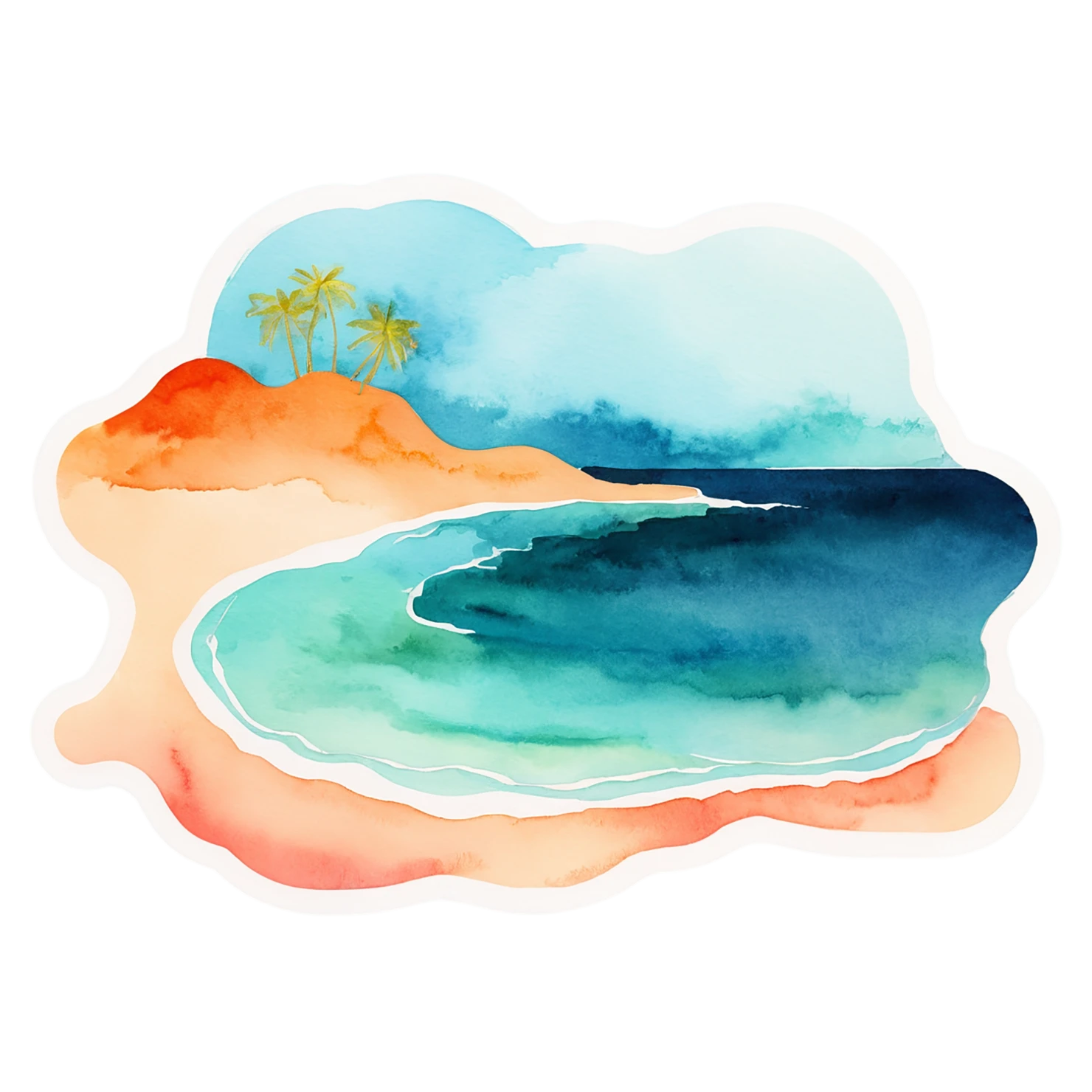 Beach Watercolor sticker isolated on transparent background #12748