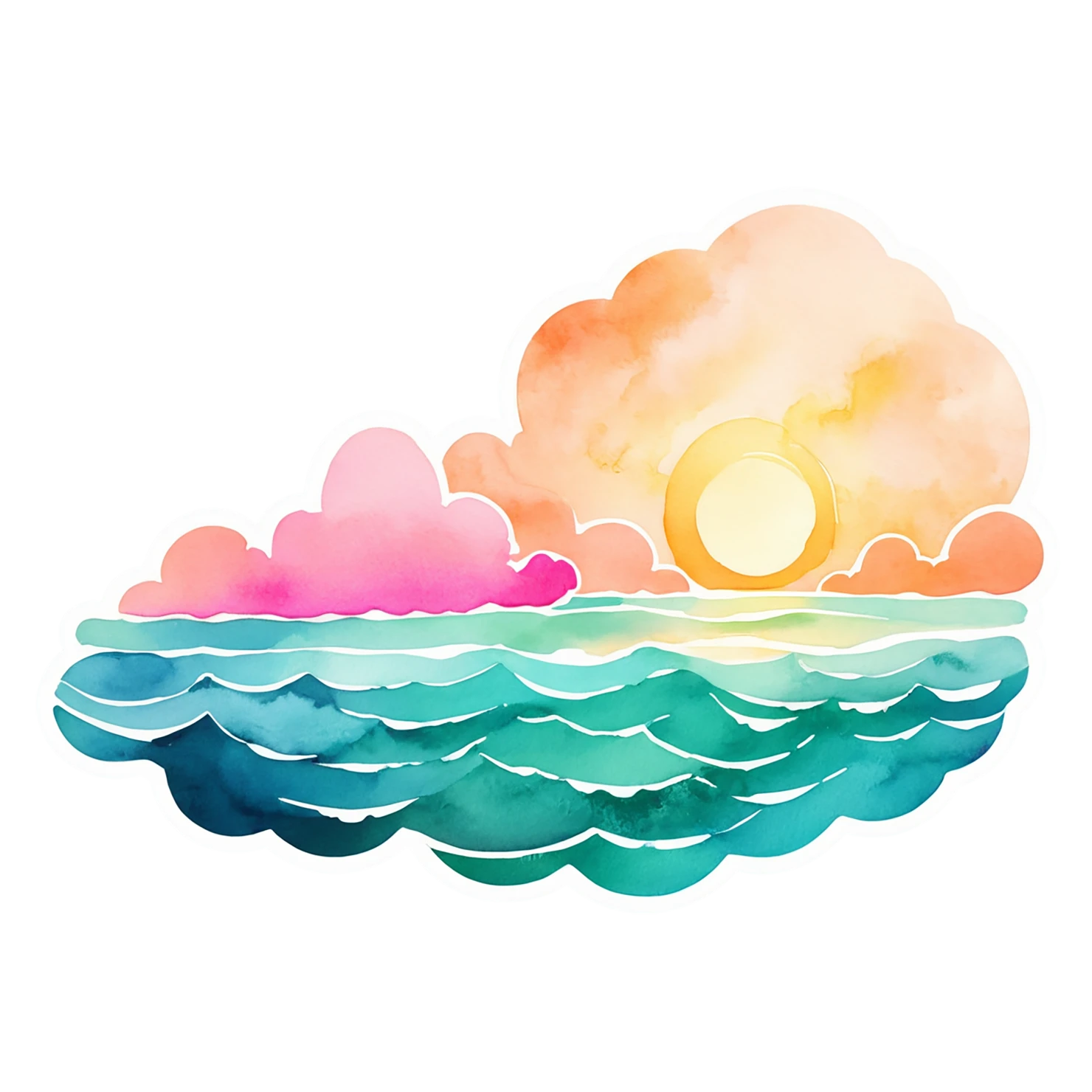 Beach Watercolor sticker isolated on transparent background #12749