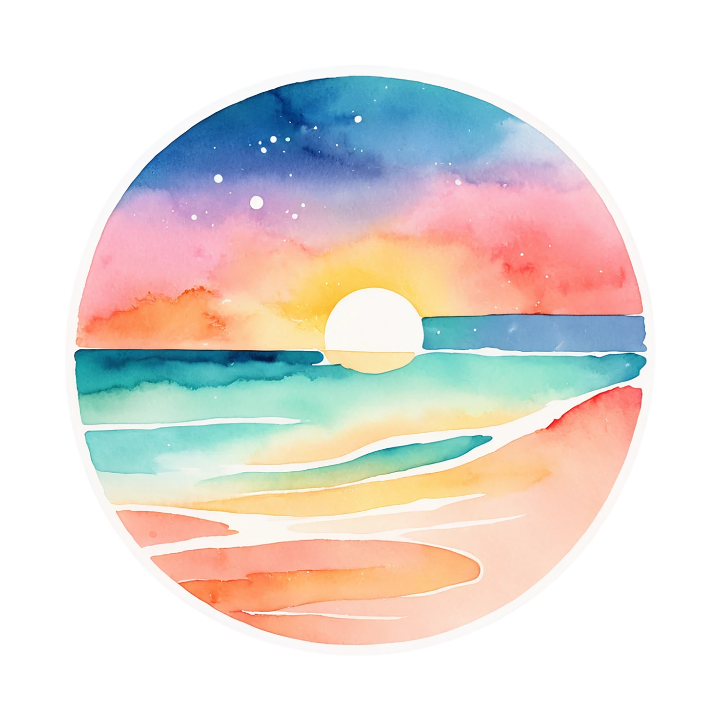 Beach Watercolor sticker isolated on transparent background #12754