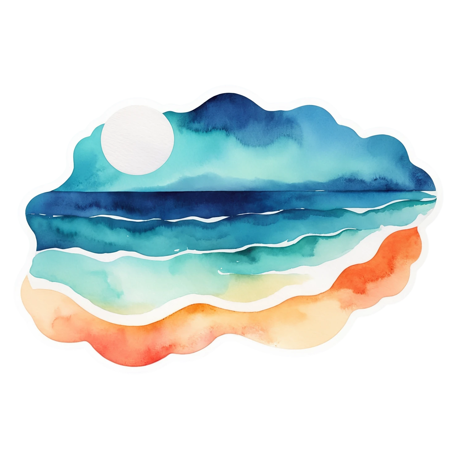 Beach Watercolor sticker isolated on transparent background #12755