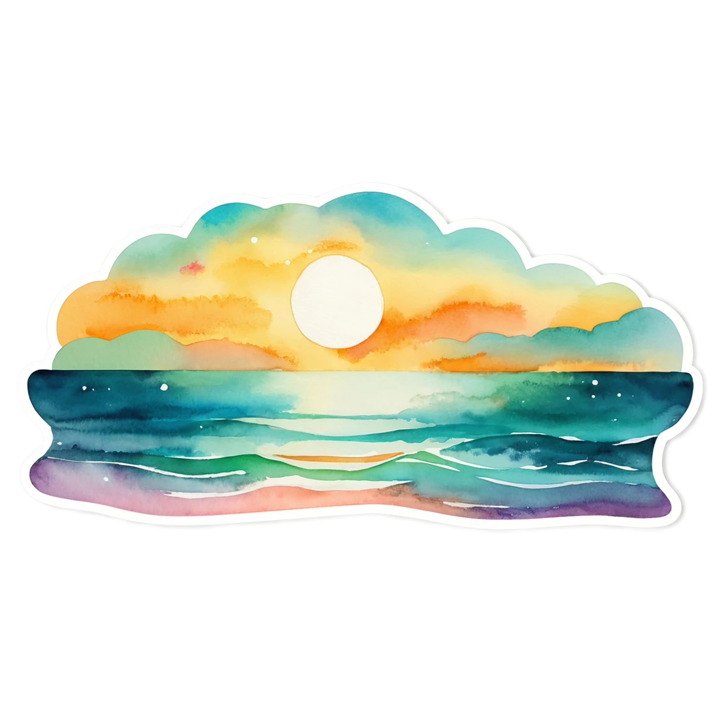 Beach Watercolor sticker isolated on transparent background #12756