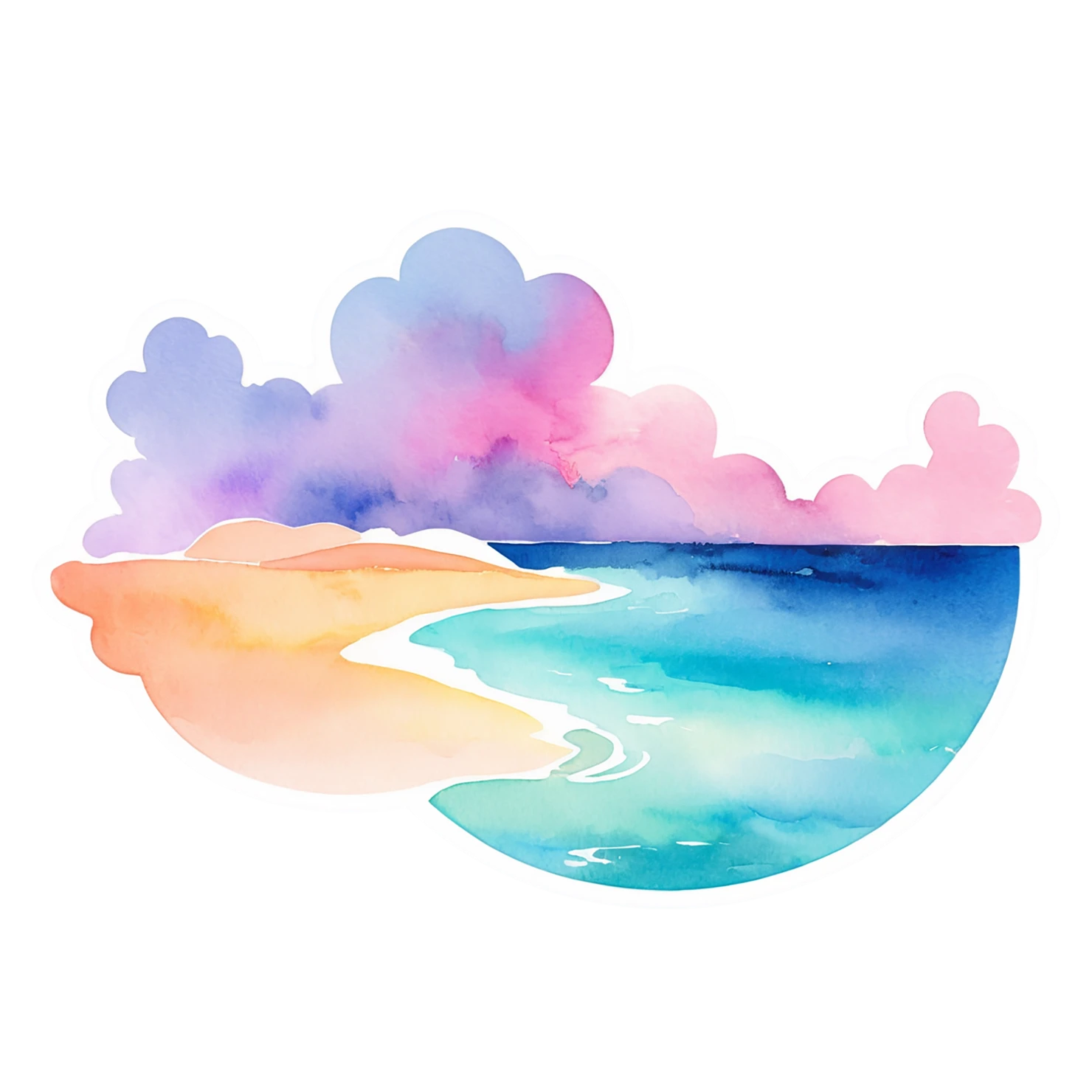 Beach Watercolor sticker isolated on transparent background #12760