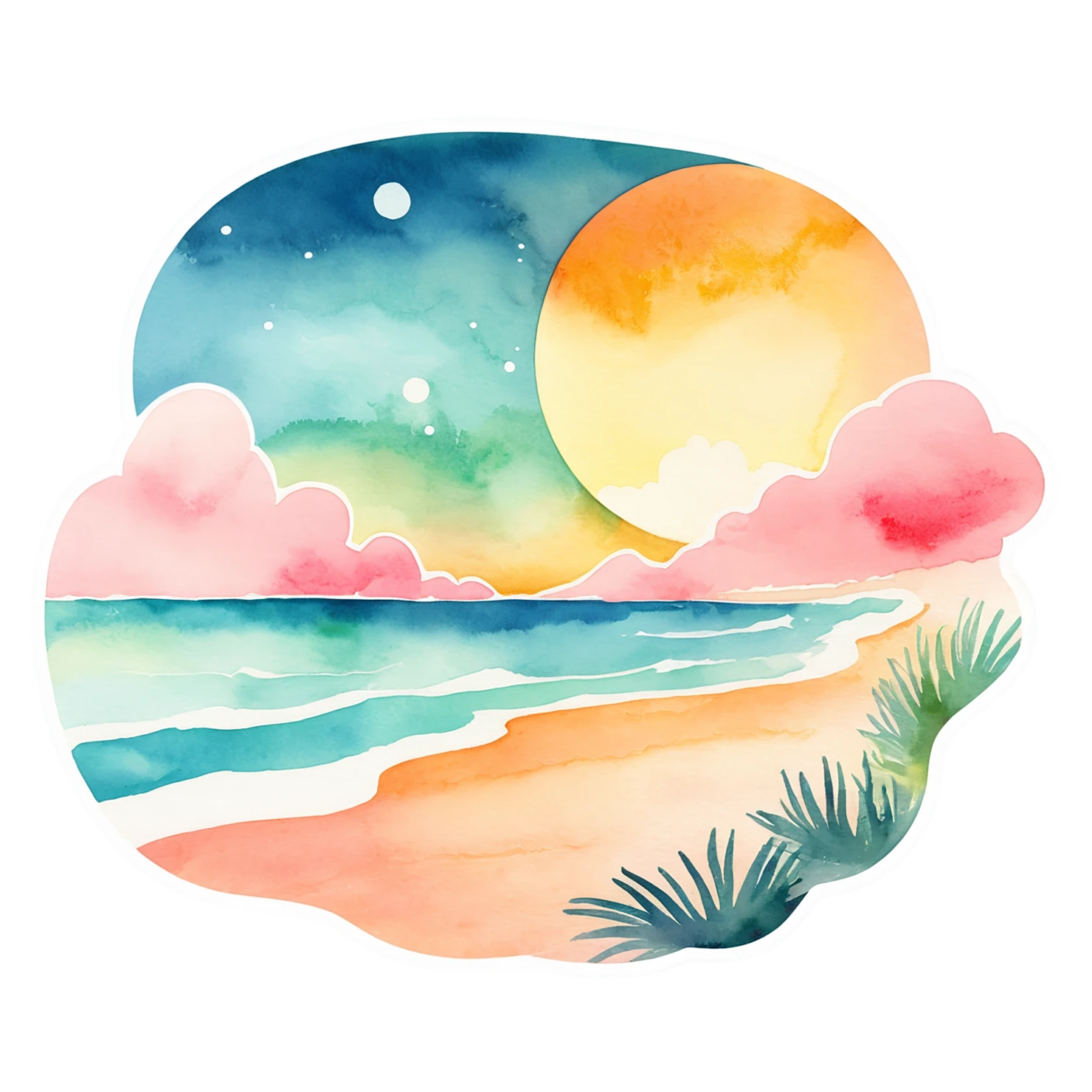 Beach Watercolor sticker isolated on transparent background #12761