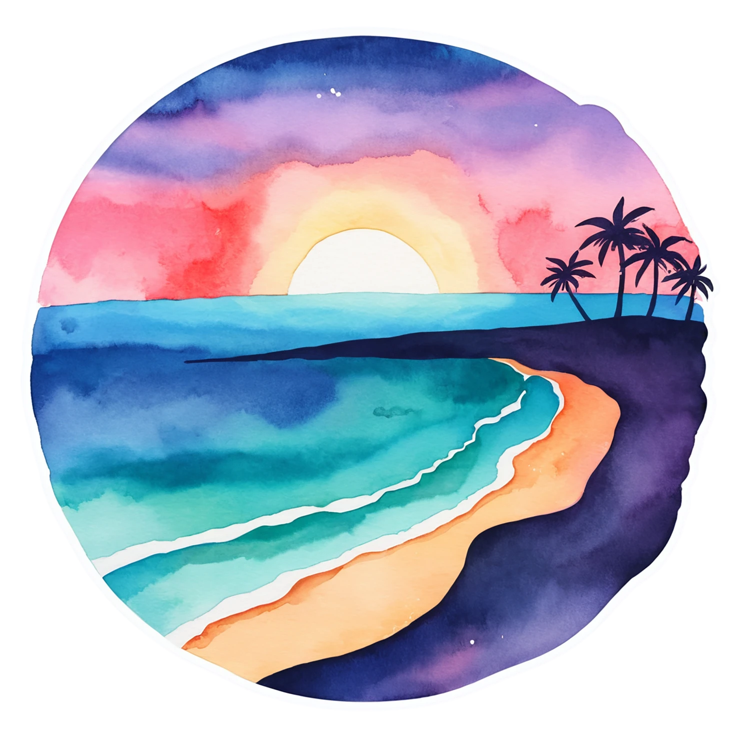 Beach Watercolor sticker isolated on transparent background #12762