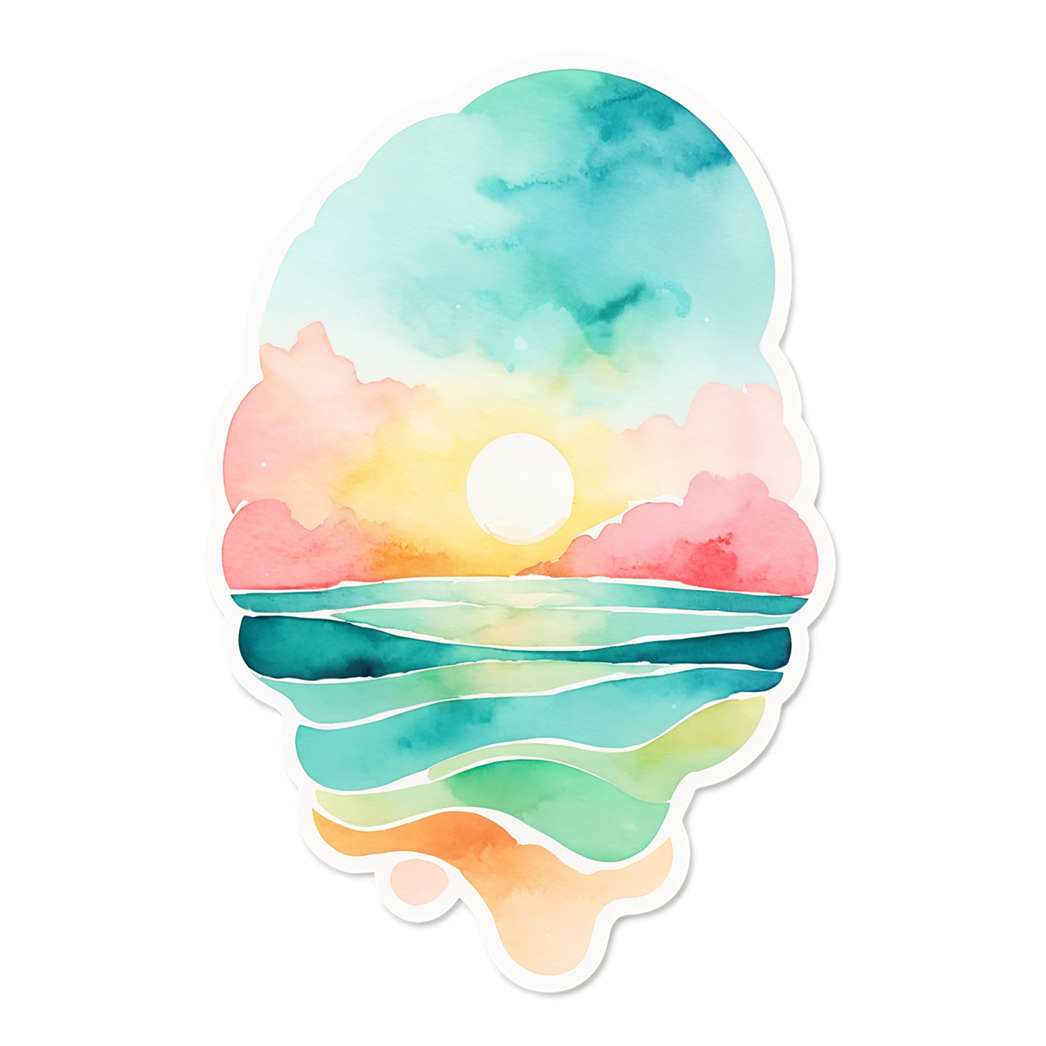 Beach Watercolor sticker isolated on transparent background #12763