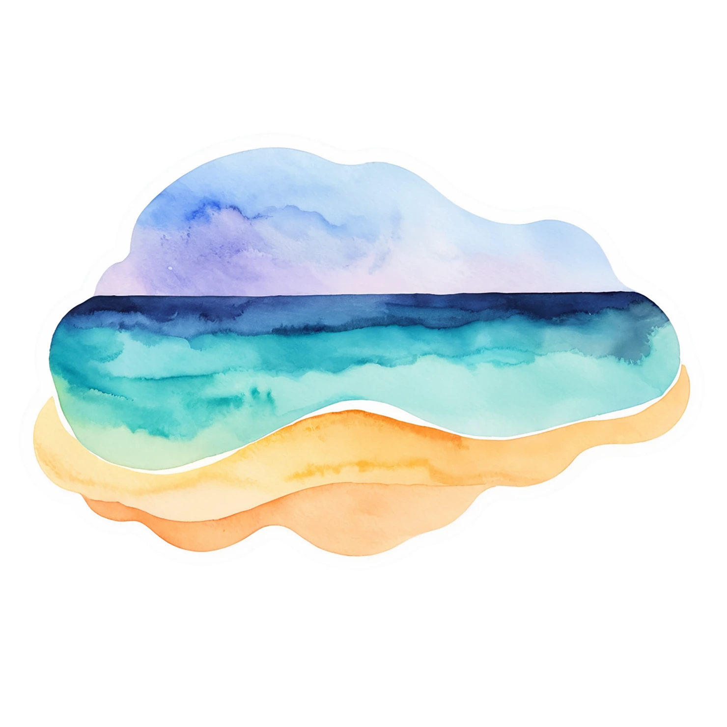 Beach Watercolor sticker isolated on transparent background #12765