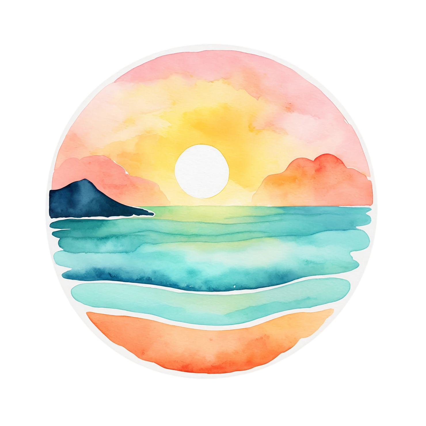 Beach Watercolor sticker isolated on transparent background #12766