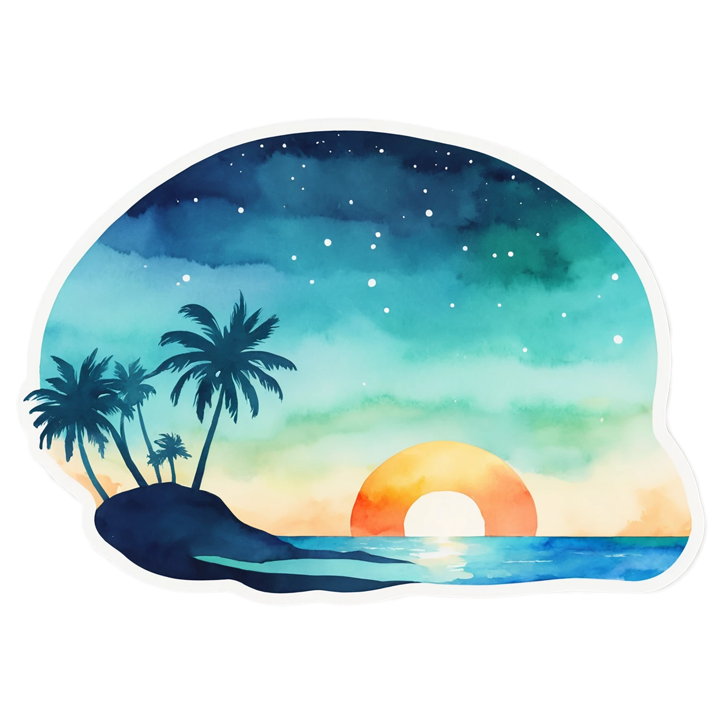 Beach Watercolor sticker isolated on transparent background #12769