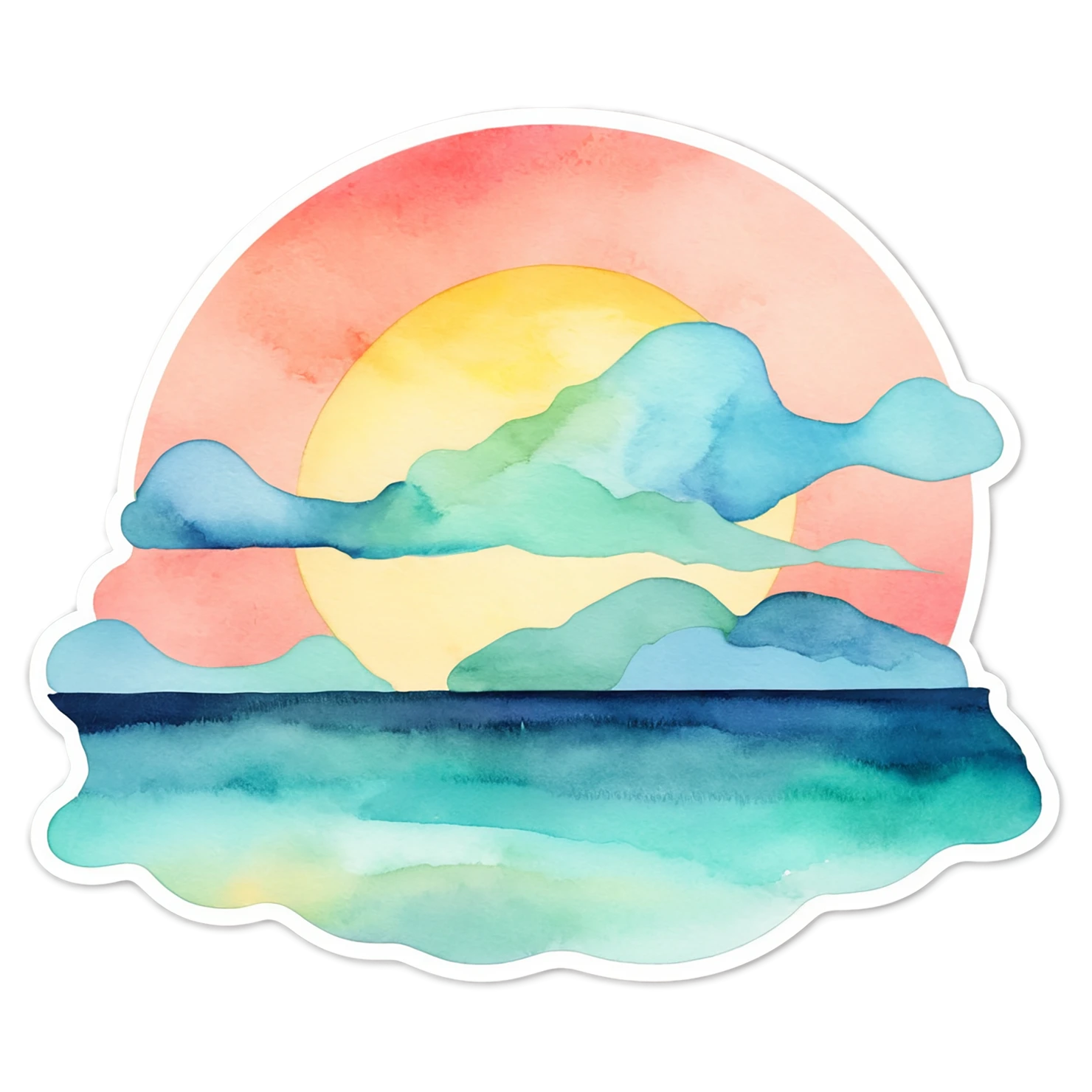 Beach Watercolor sticker isolated on transparent background #12770