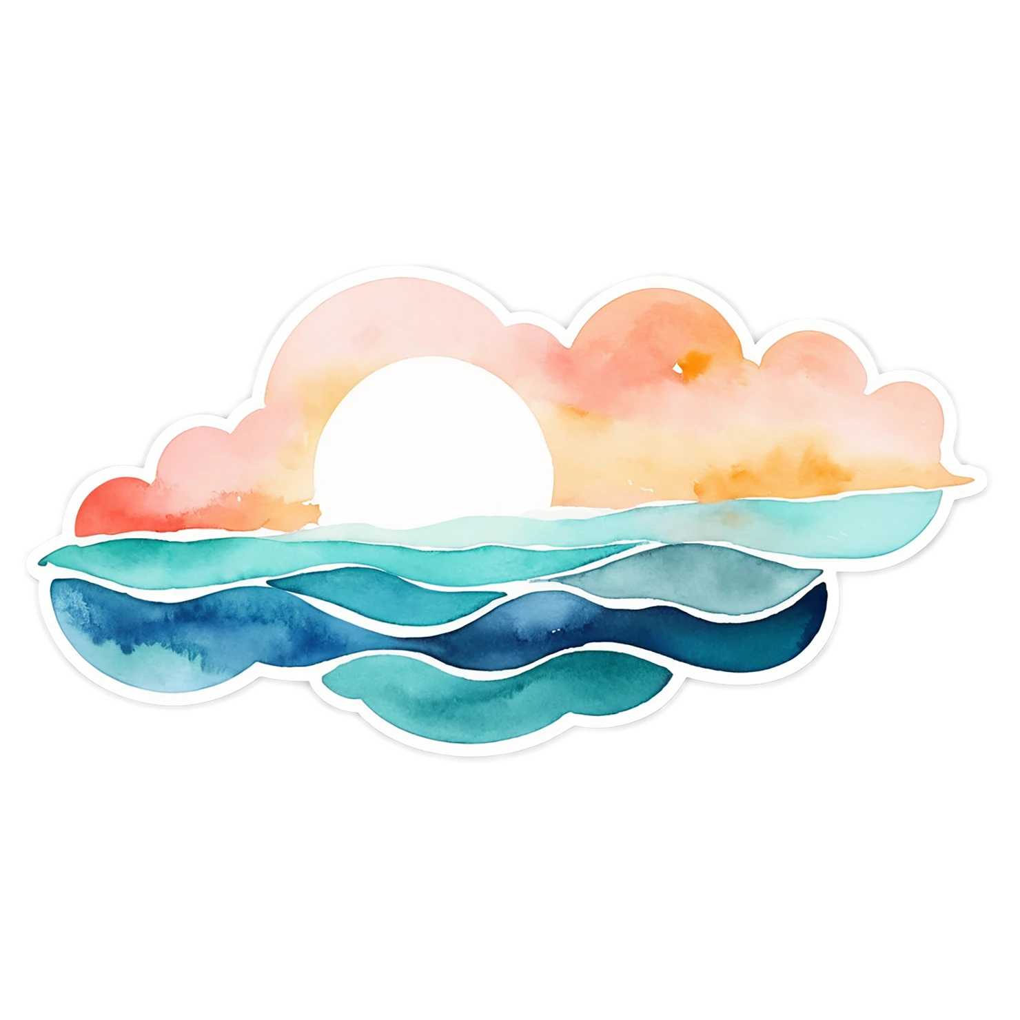 Beach Watercolor sticker isolated on transparent background #12773