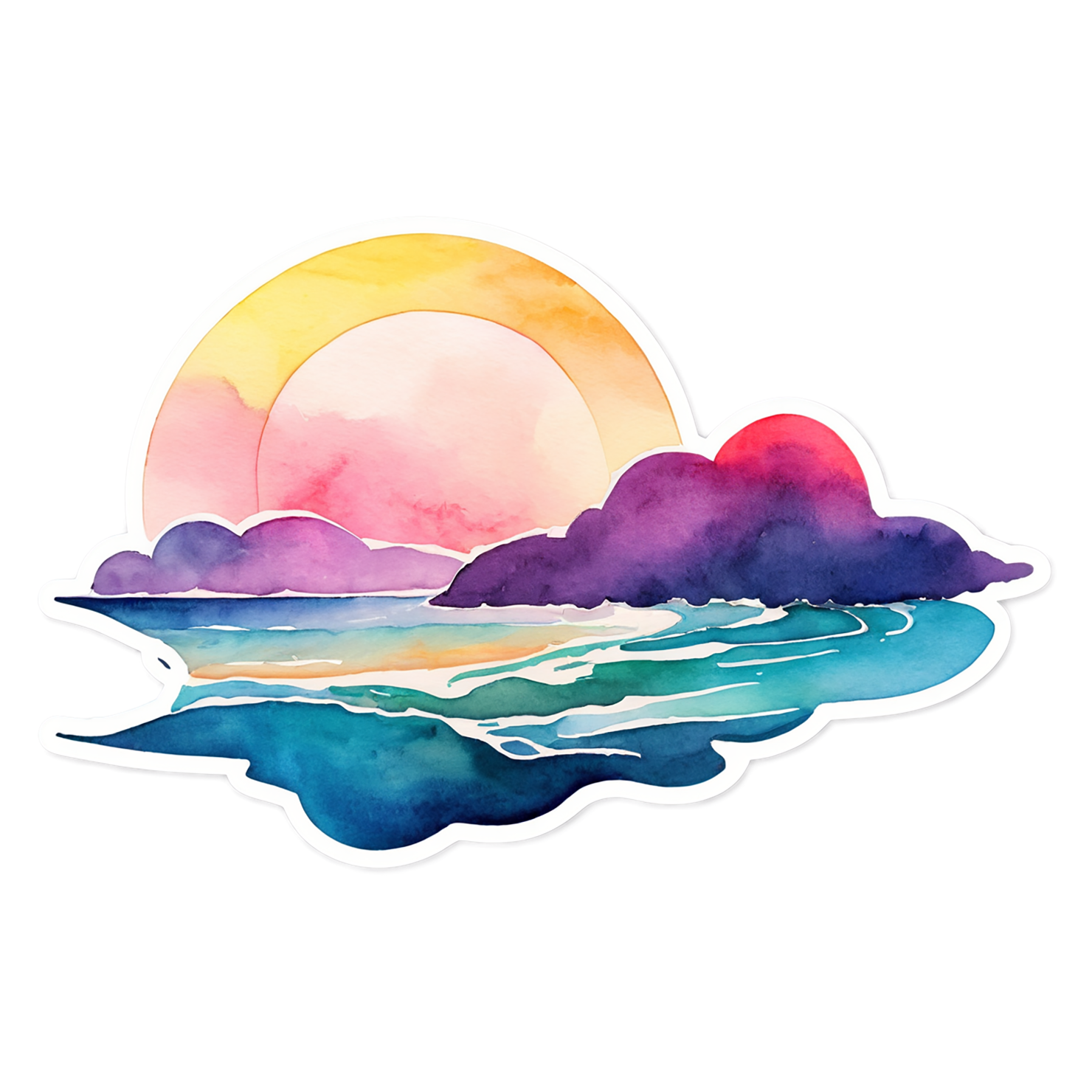 Beach Watercolor sticker isolated on transparent background #12774