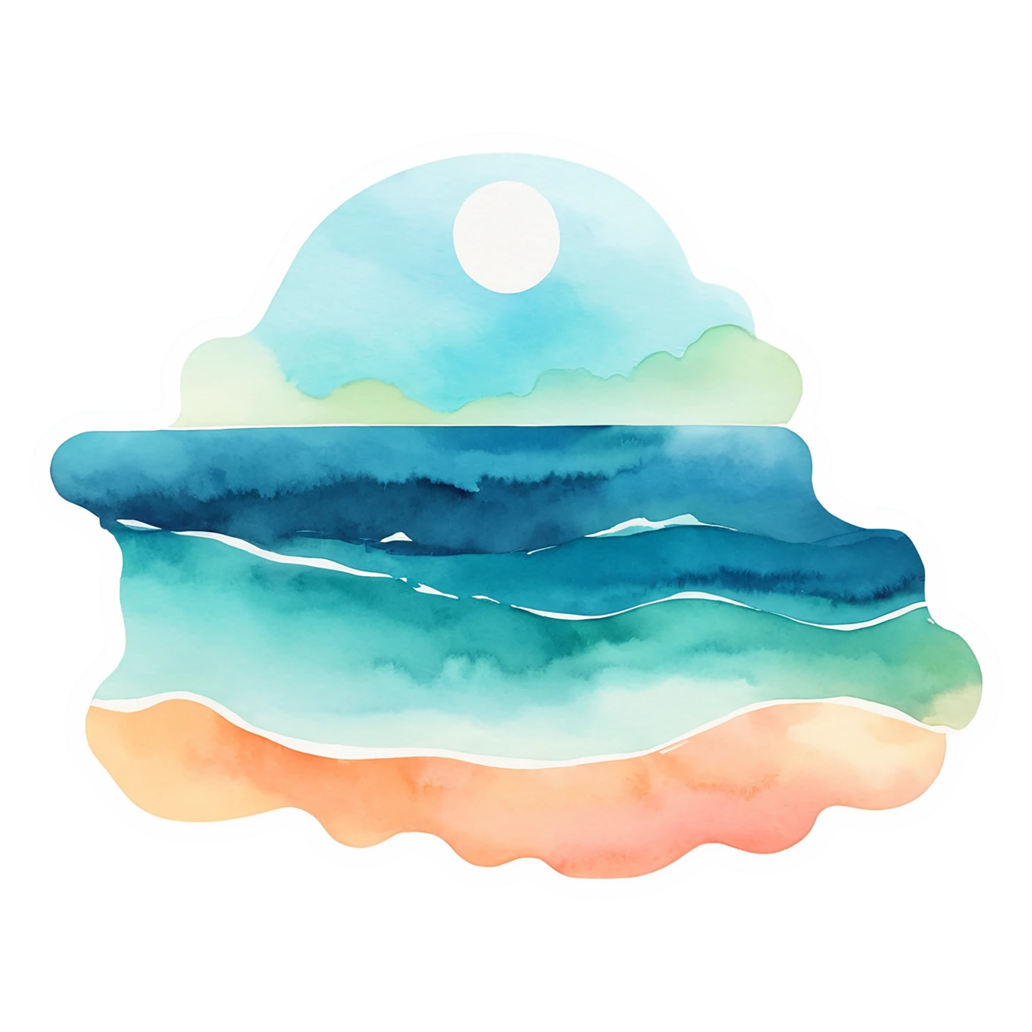 Beach Watercolor sticker isolated on transparent background #12777