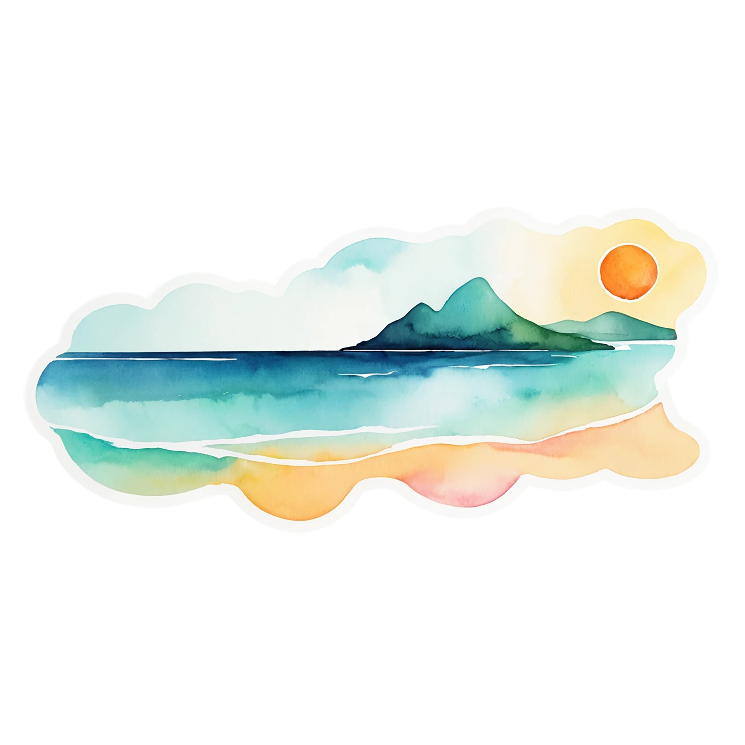Beach Watercolor sticker isolated on transparent background #12778