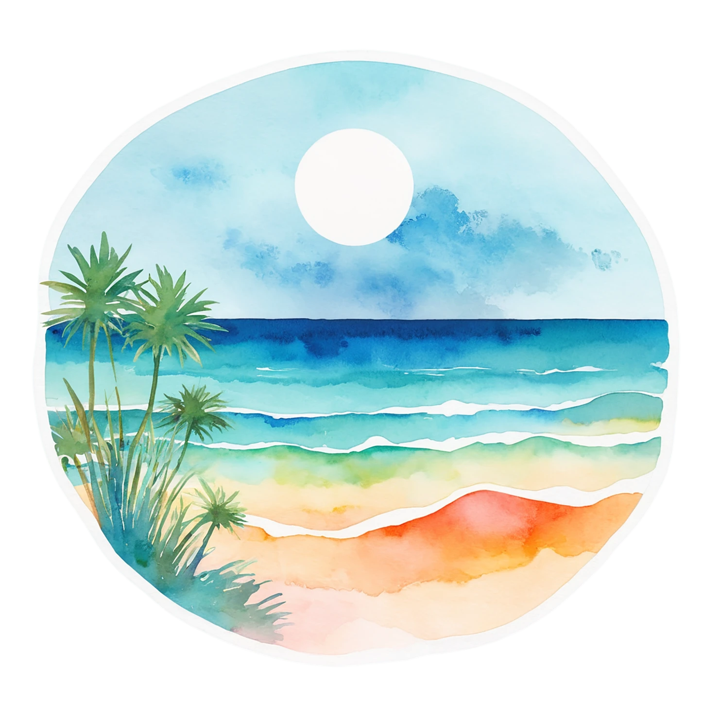 Beach Watercolor sticker isolated on transparent background #12783