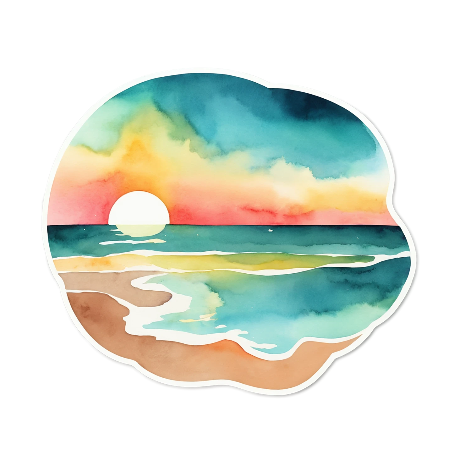 Beach Watercolor sticker isolated on transparent background #12786