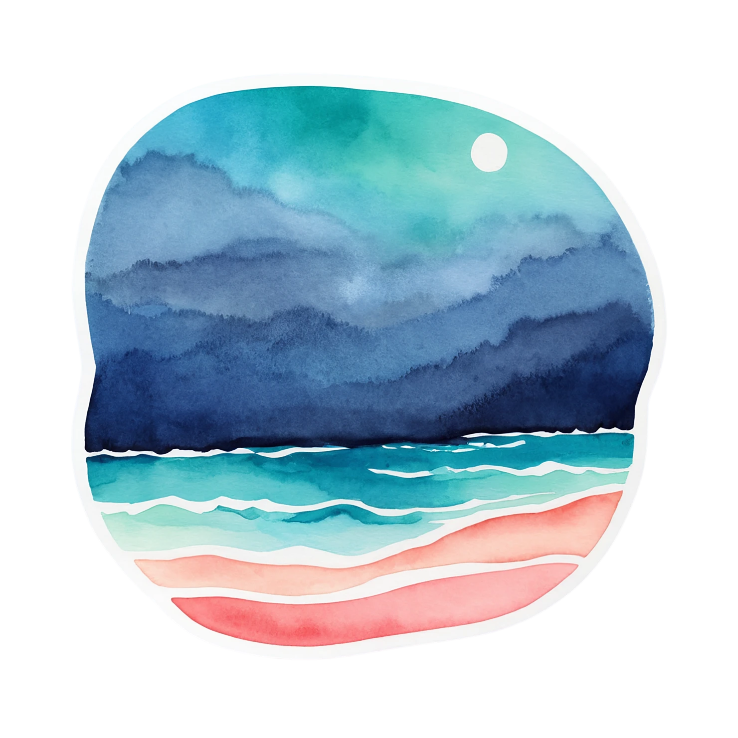 Beach Watercolor sticker isolated on transparent background #12788