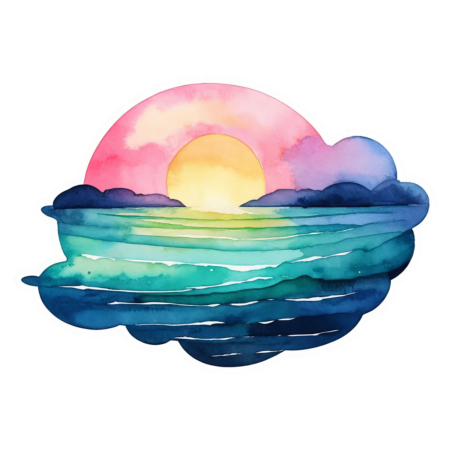 Beach Watercolor sticker isolated on transparent background #12789