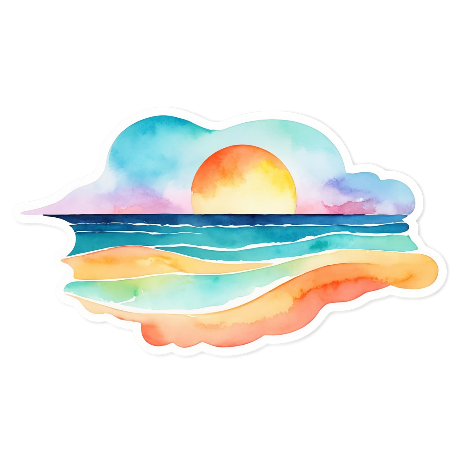 Beach Watercolor sticker isolated on transparent background #12790