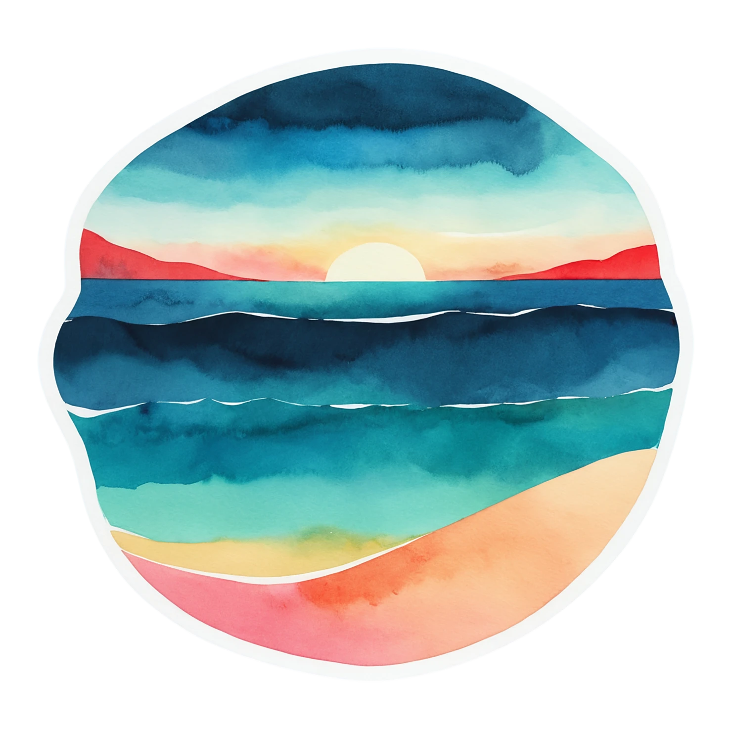 Beach Watercolor sticker isolated on transparent background #12791