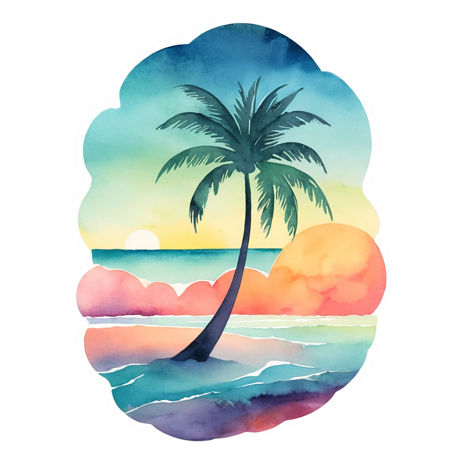 Beach Watercolor sticker isolated on transparent background #12793