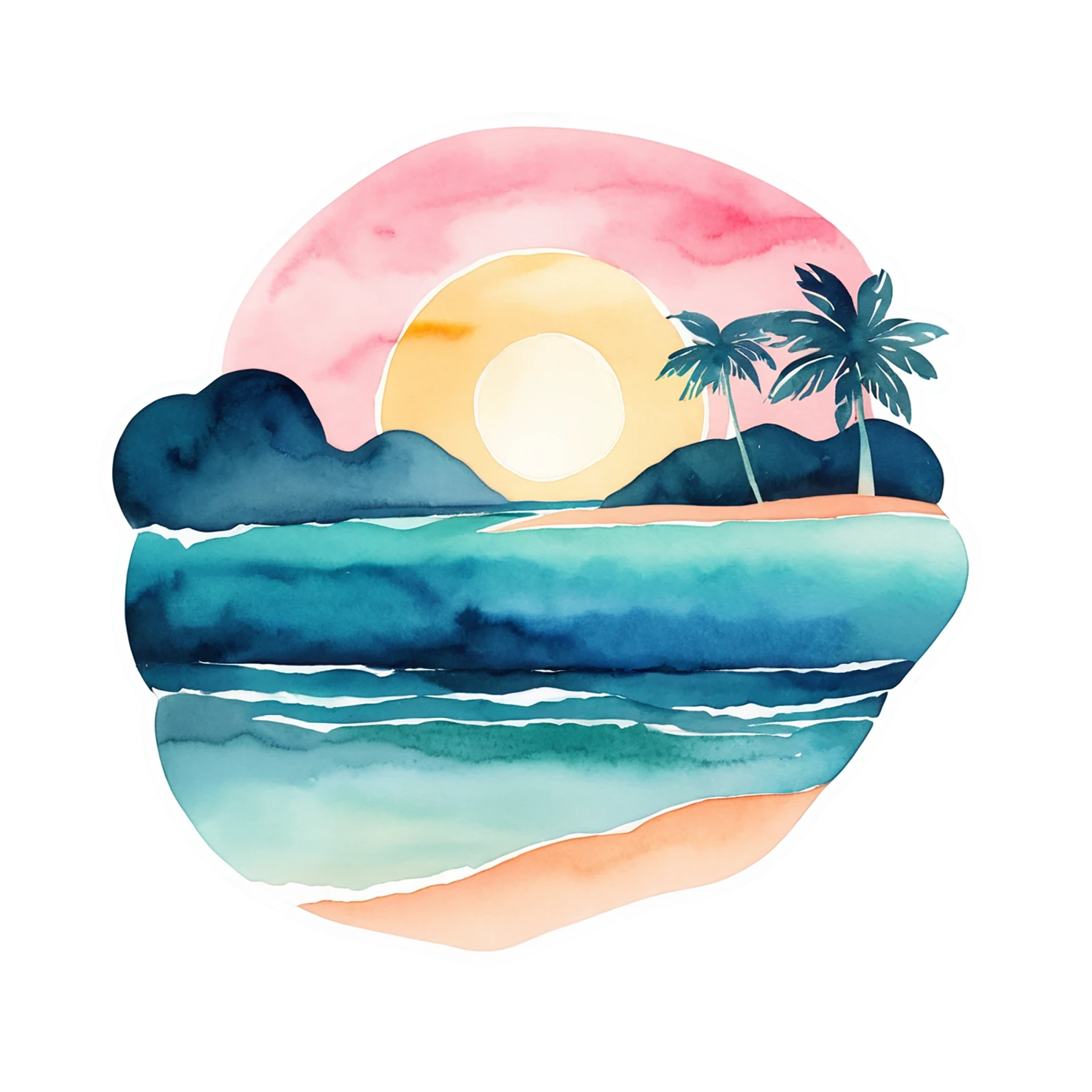 Beach Watercolor sticker isolated on transparent background #12794