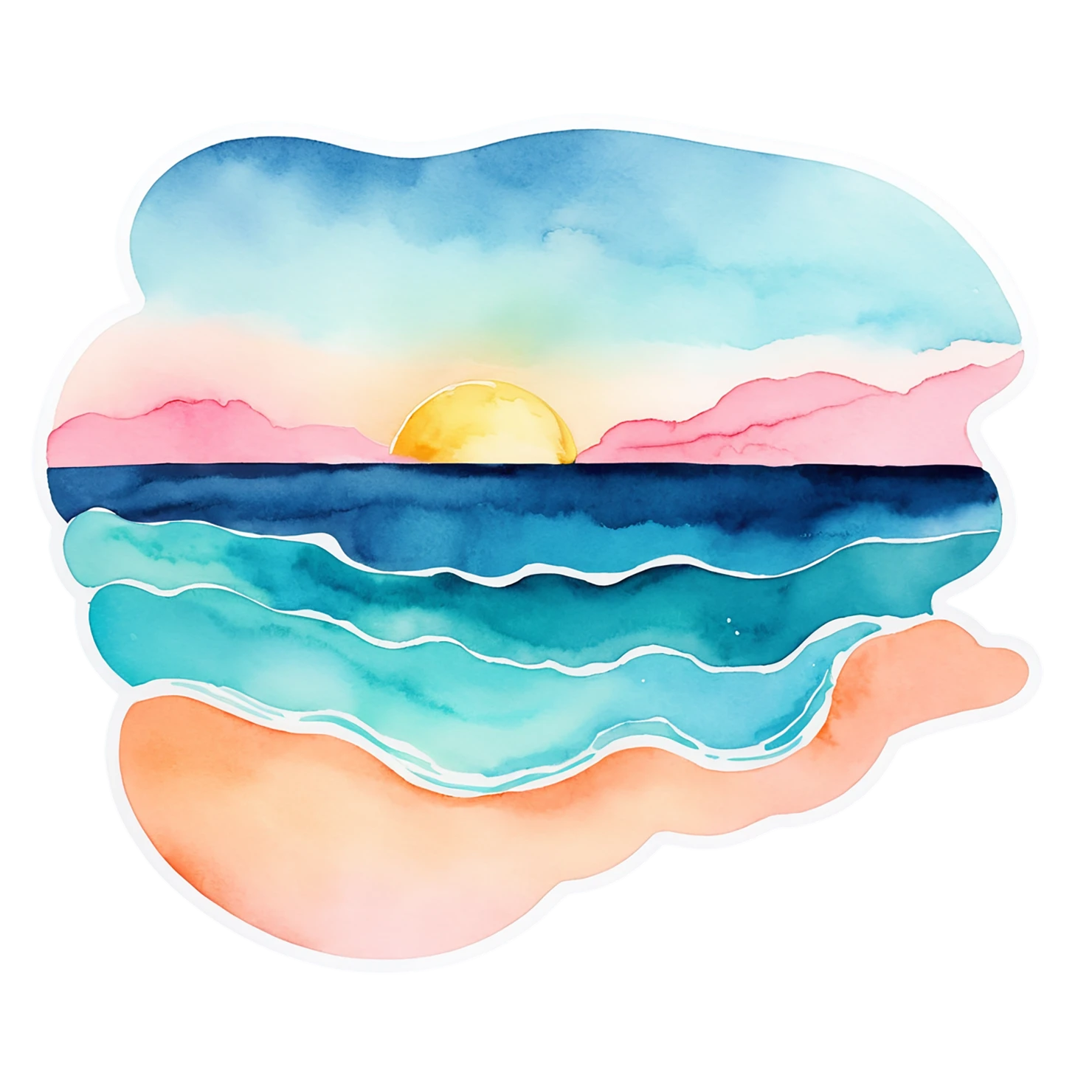 Beach Watercolor sticker isolated on transparent background #12795