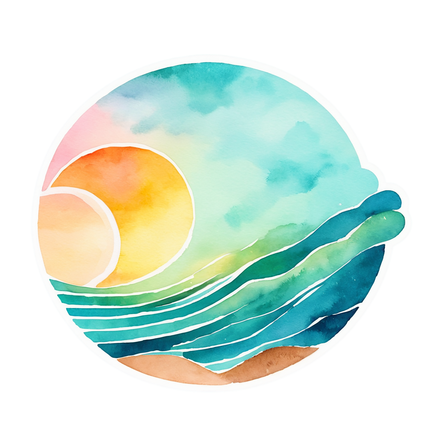 Beach Watercolor sticker isolated on transparent background #12796