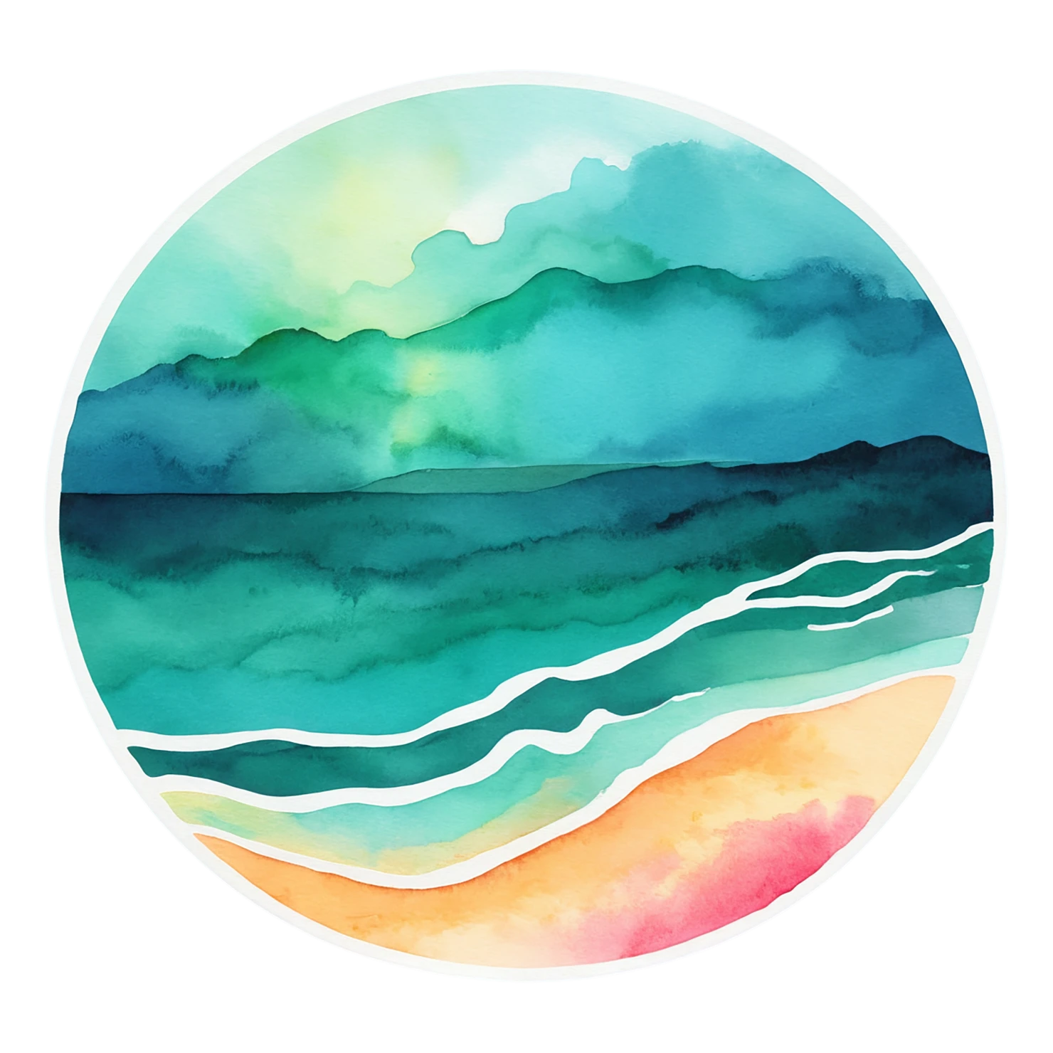 Beach Watercolor sticker isolated on transparent background #12798