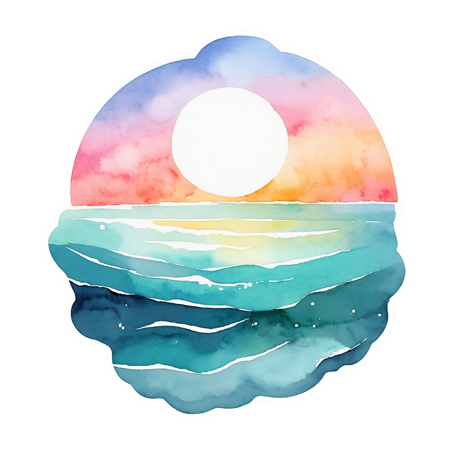 Beach Watercolor sticker isolated on transparent background #12799