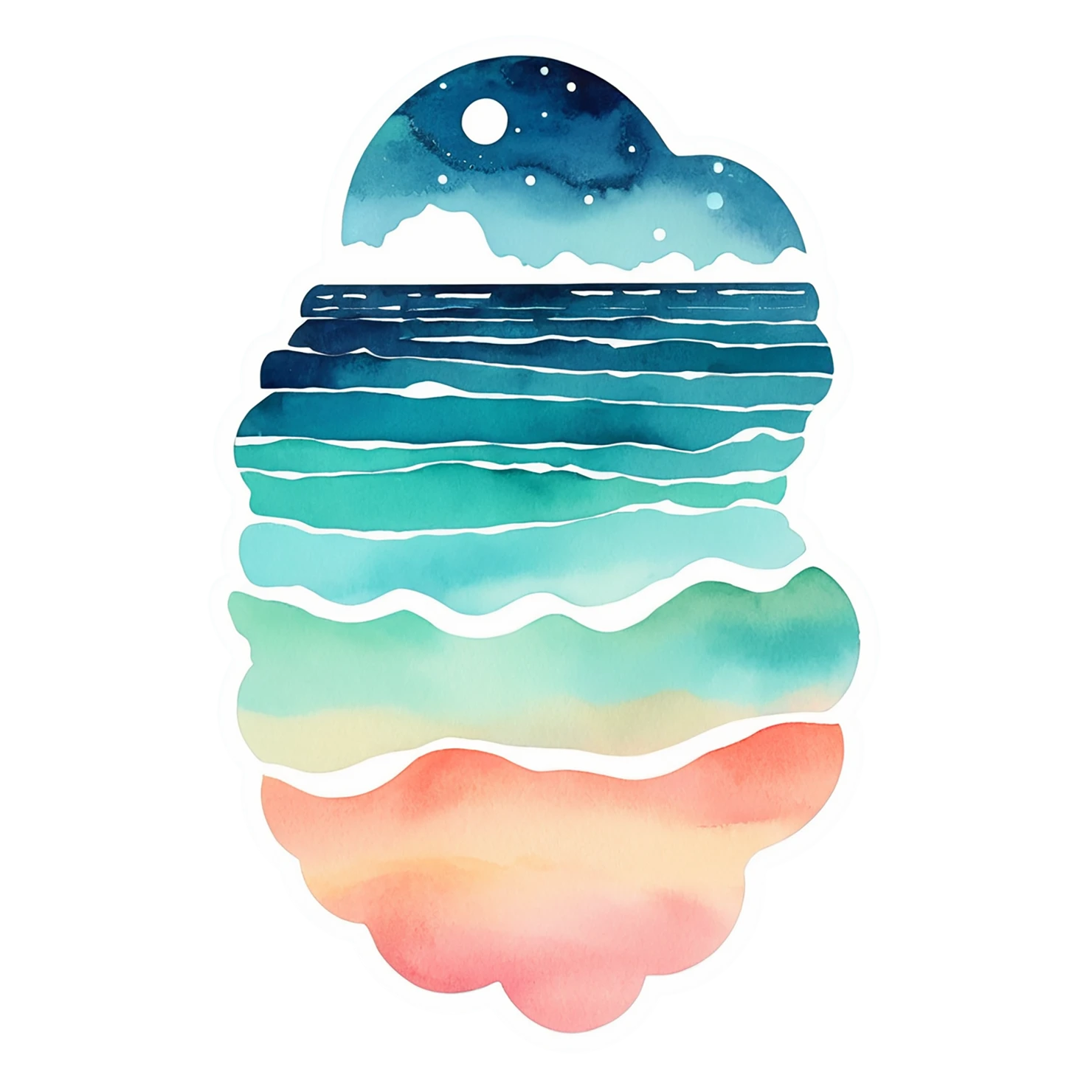 Beach Watercolor sticker isolated on transparent background #12801