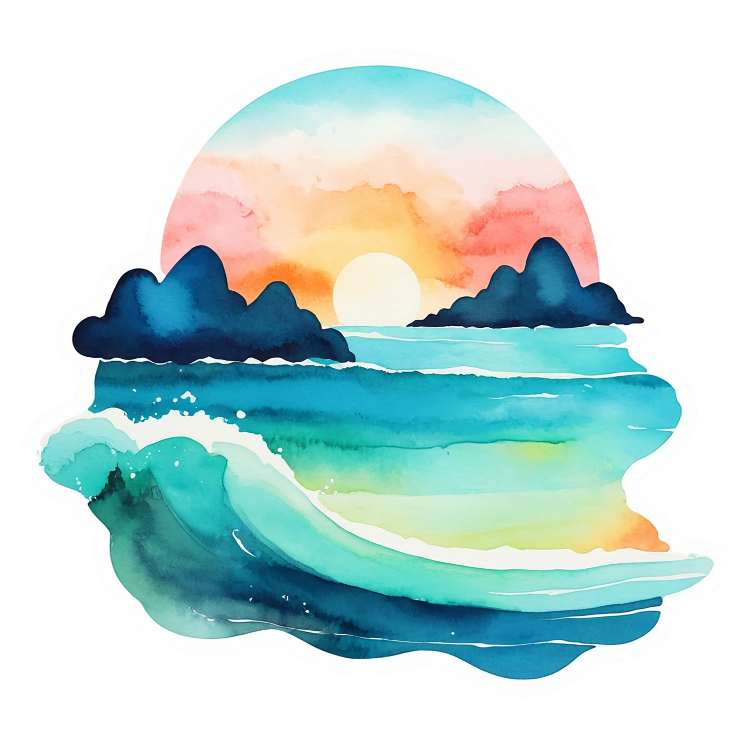 Beach Watercolor sticker isolated on transparent background #12802