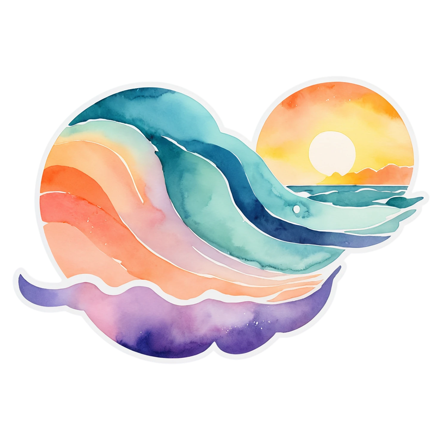 Beach Watercolor sticker isolated on transparent background #12803