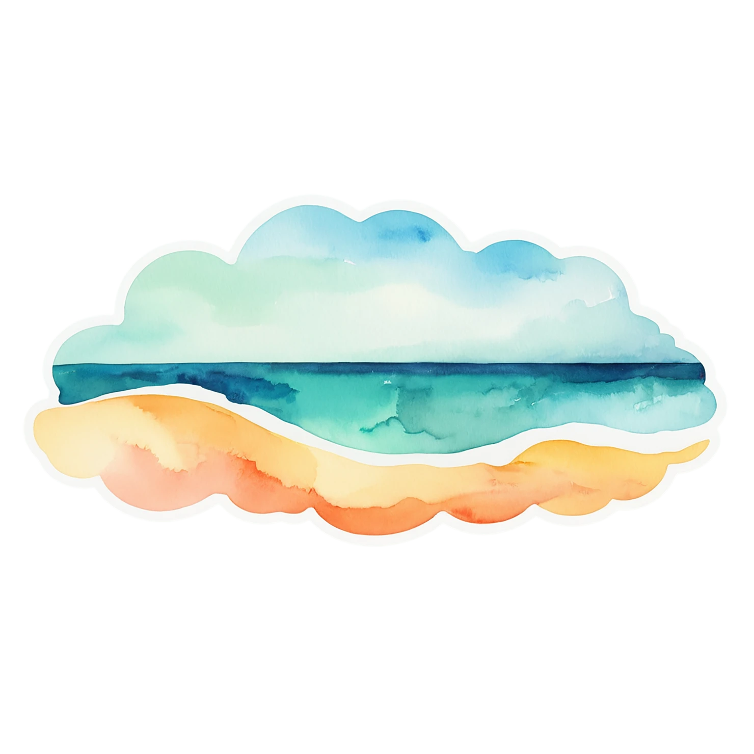 Beach Watercolor sticker isolated on transparent background #12804